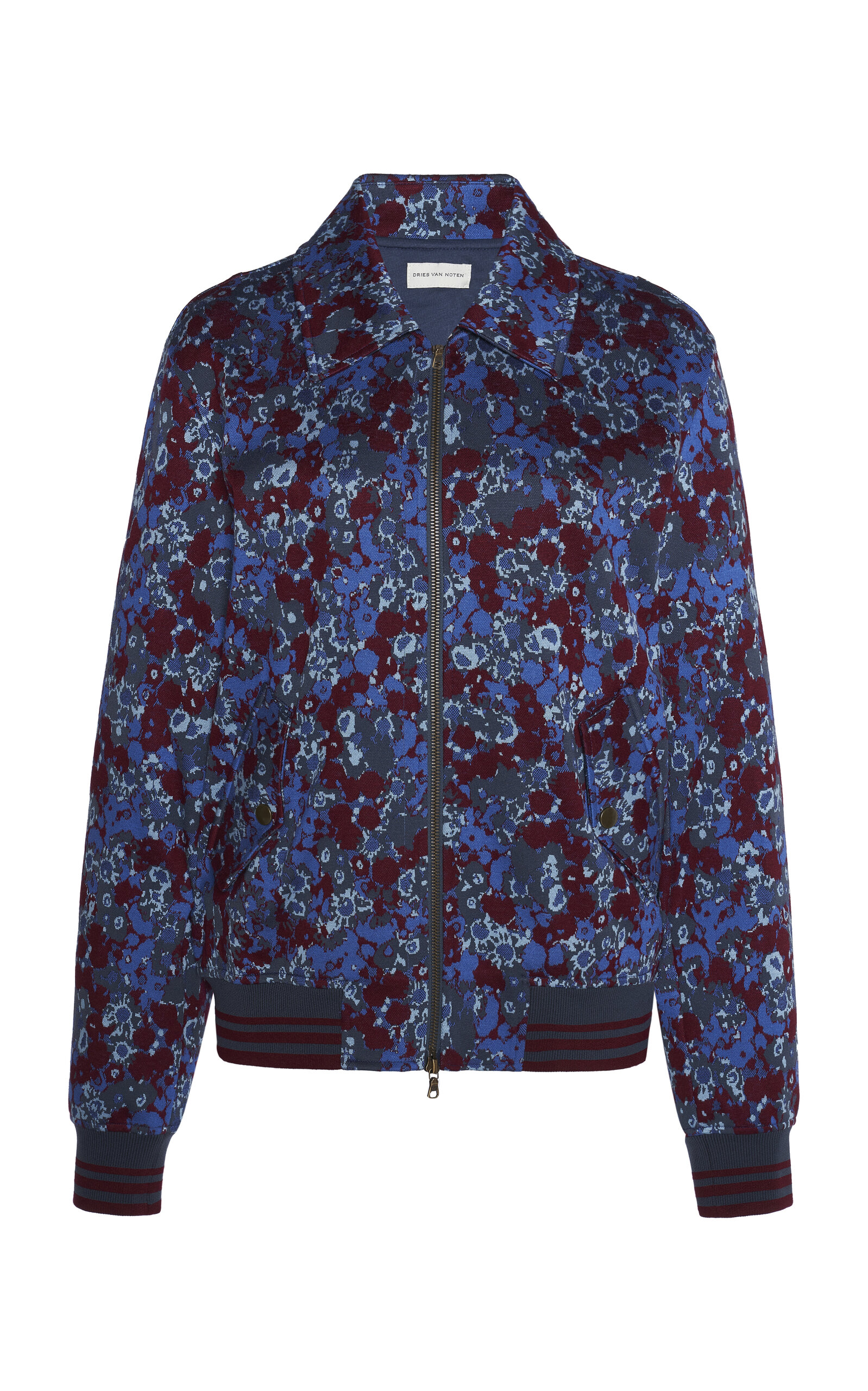 Dries Van Noten Venla Wool-silk Bomber Jacket In Blue