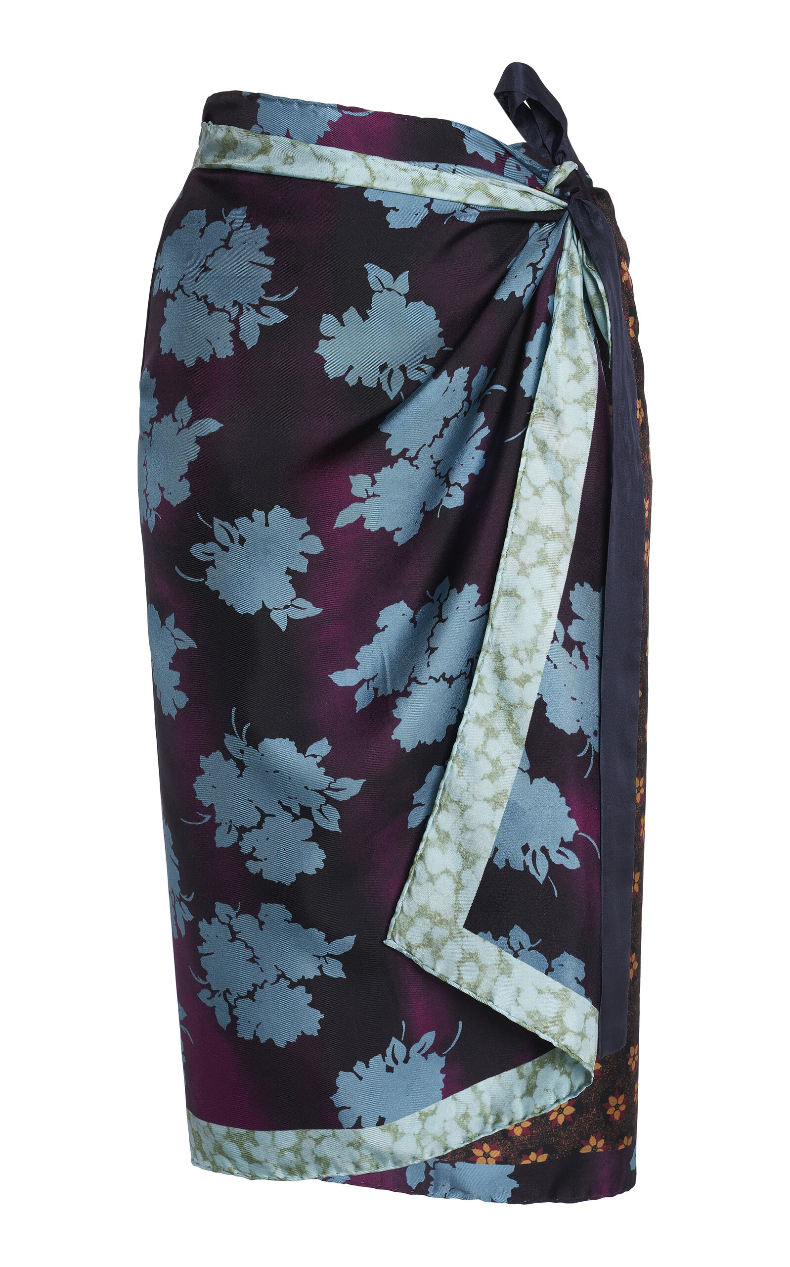 Dries Van Noten Scarfy Silk Wrap Skirt In Multi