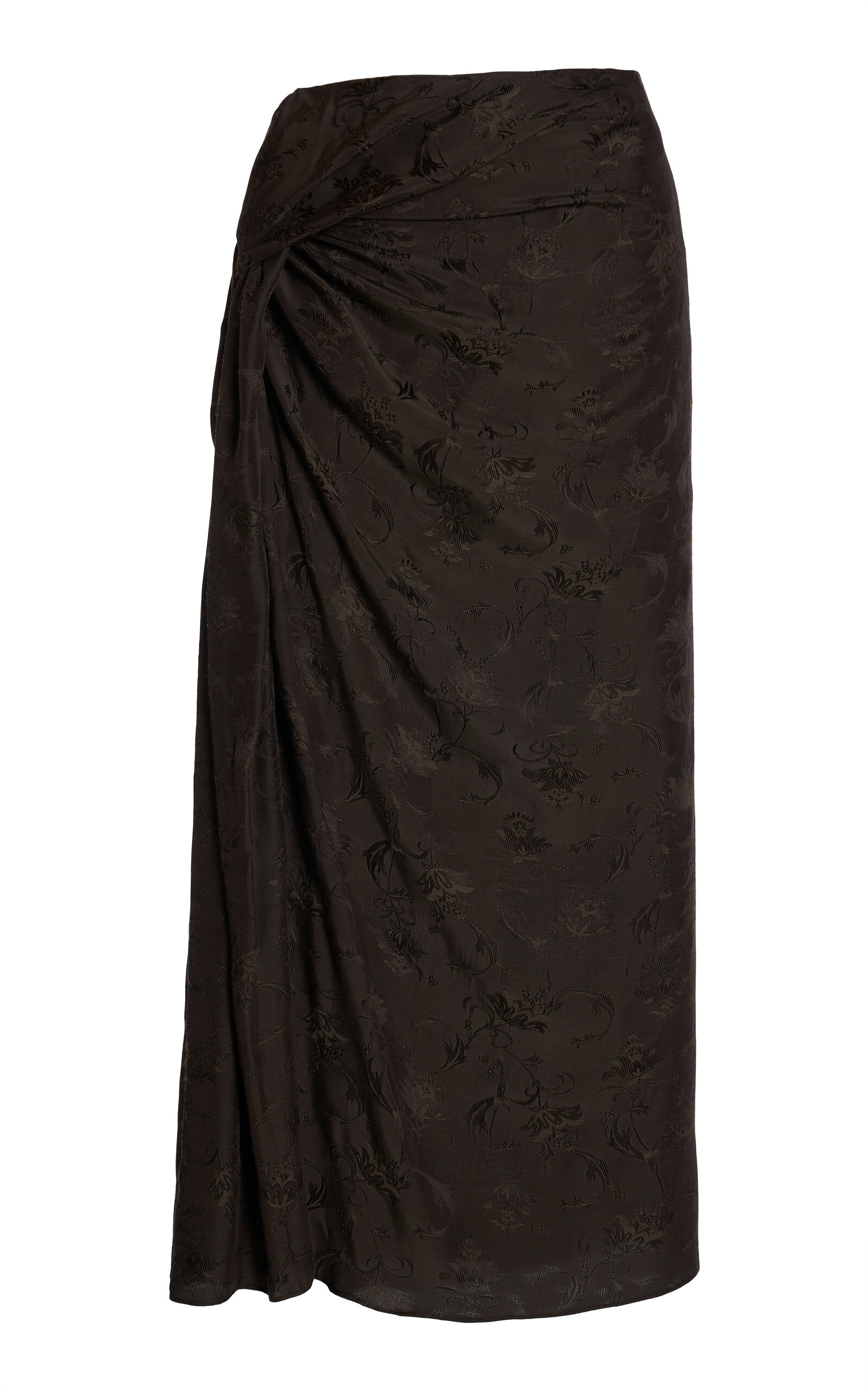 Dries Van Noten Suma Bis Draped Midi Skirt In Brown