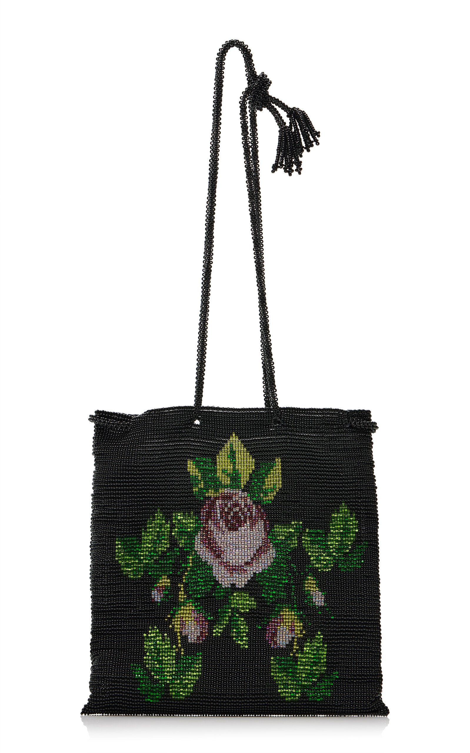 Pura Utz - Exclusive Floral Beaded Pouch - Black - OS - Moda Operandi