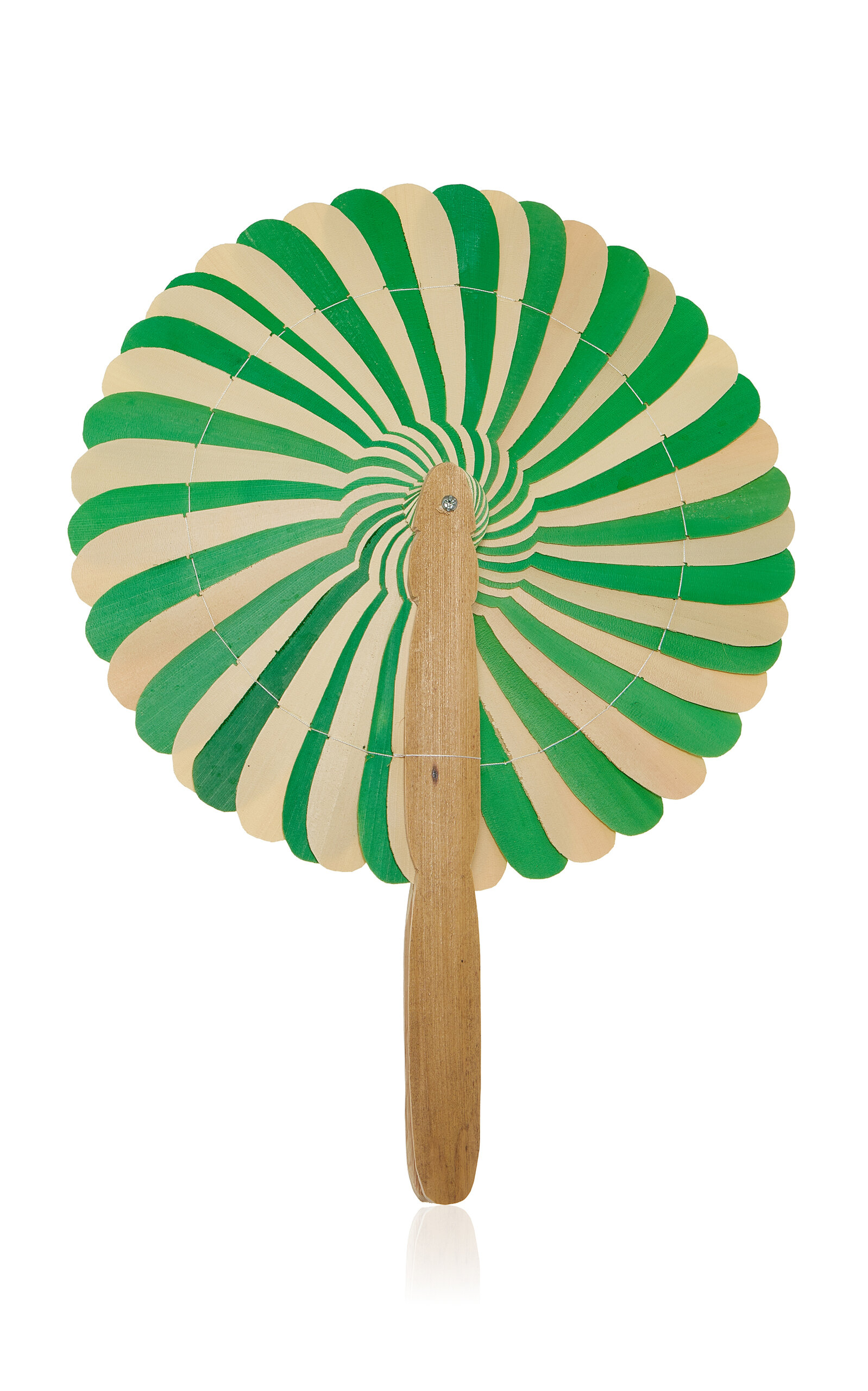 The Nice Fleet - Palm Leaves Wooden Fan - Green - Moda Operandi