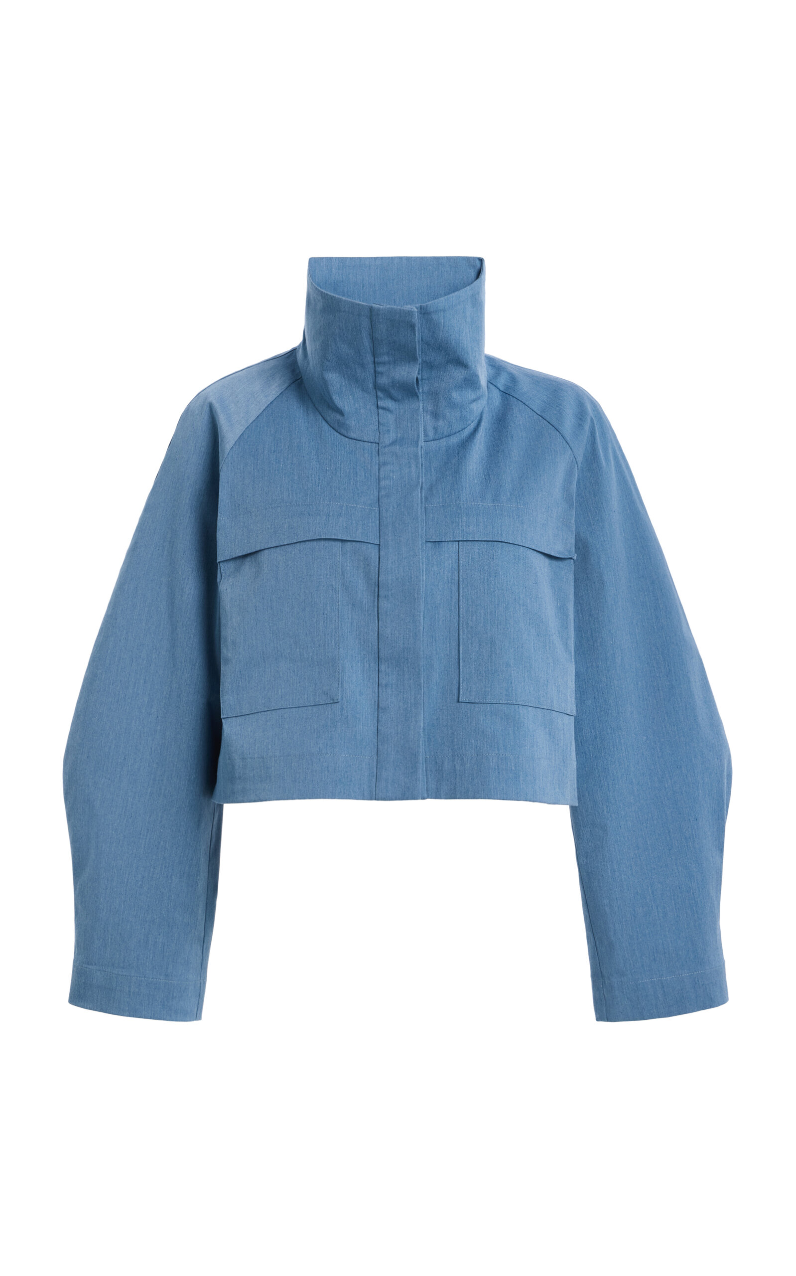 Matthew Bruch Funnel Neck Stretch-Cotton Swing Jacket - Moda Operandi