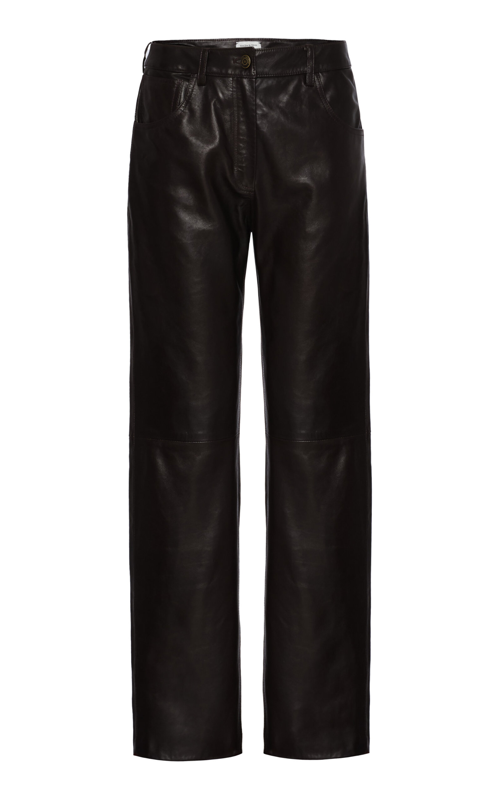 Magda Butrym Mid-Rise Leather Straight-Leg Pants - Moda Operandi