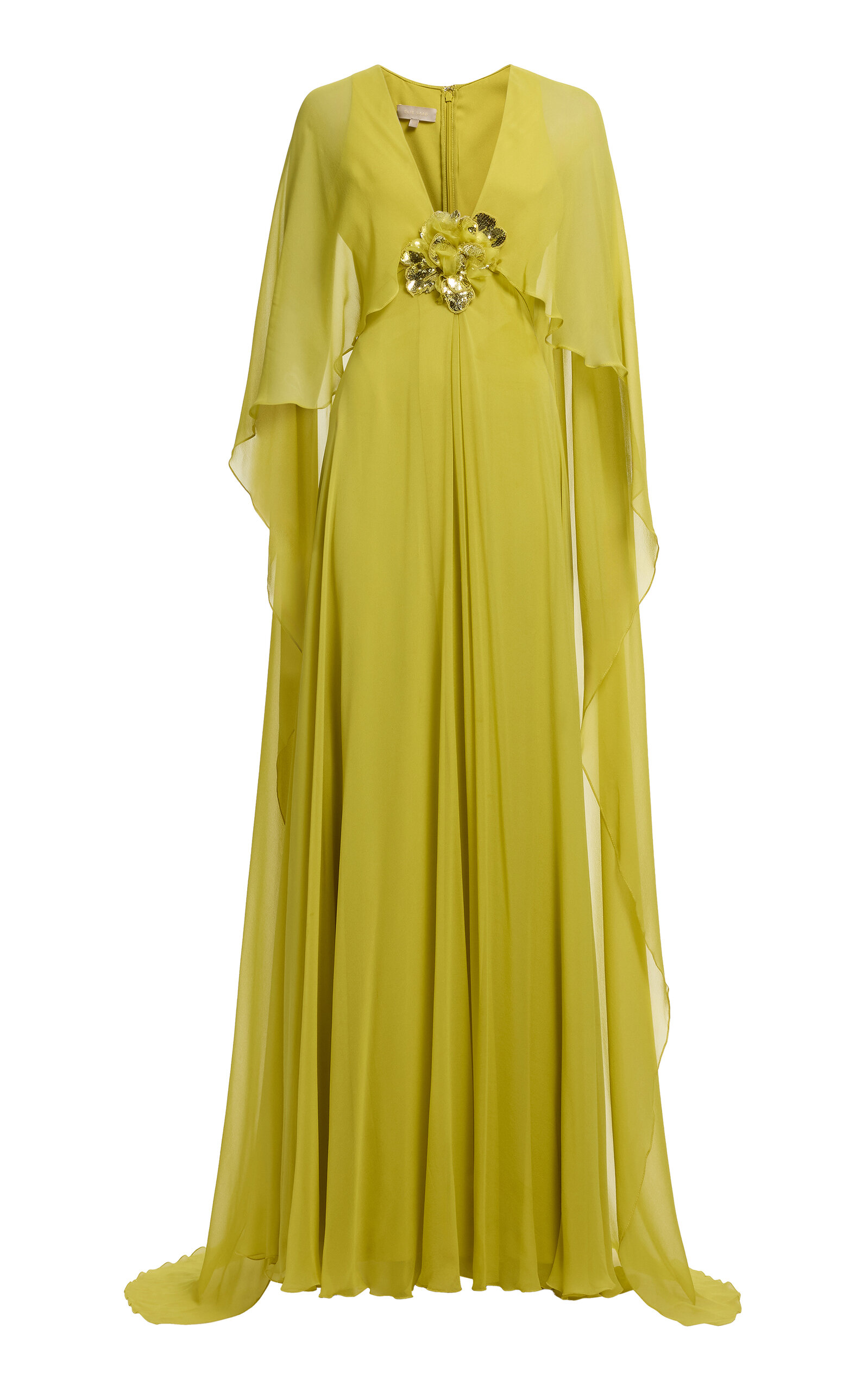 Elie Saab Cape-Sleeve Silk Gown - Moda Operandi