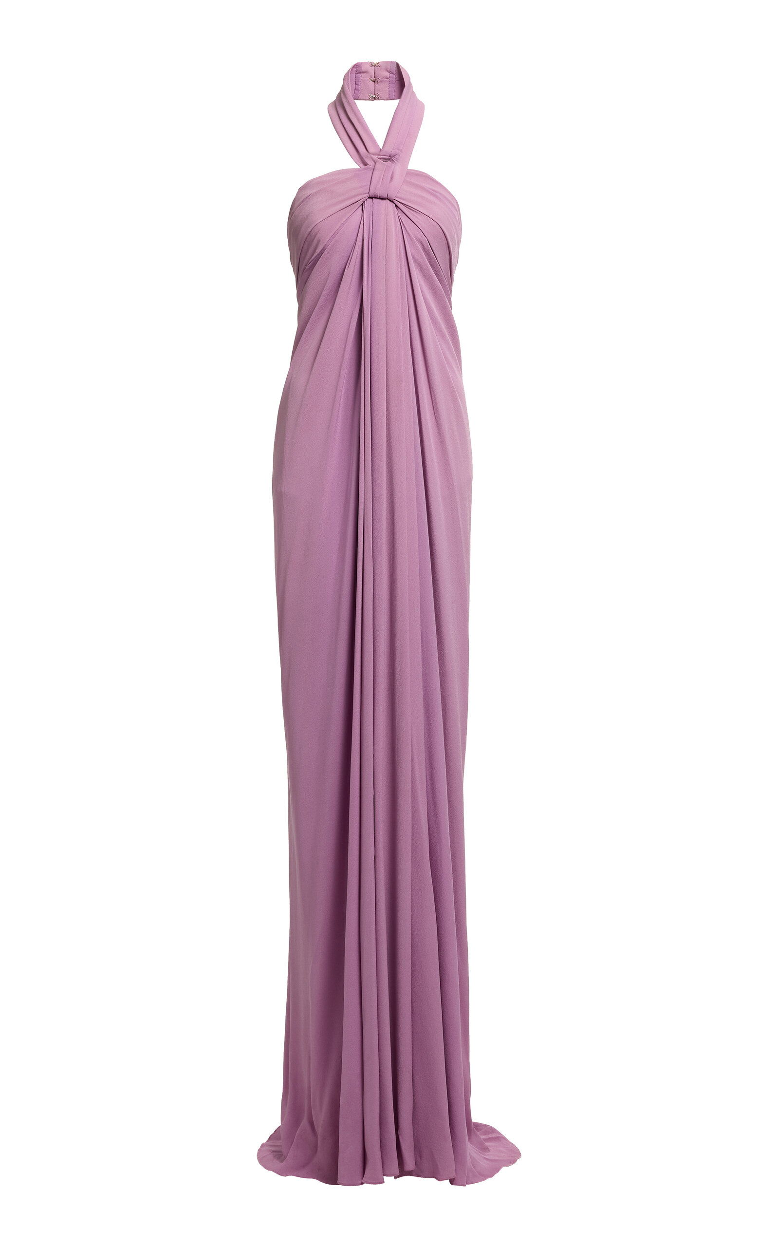 Elie Saab Draped Halter Top Silk-Blend Maxi Dress - Moda Operandi