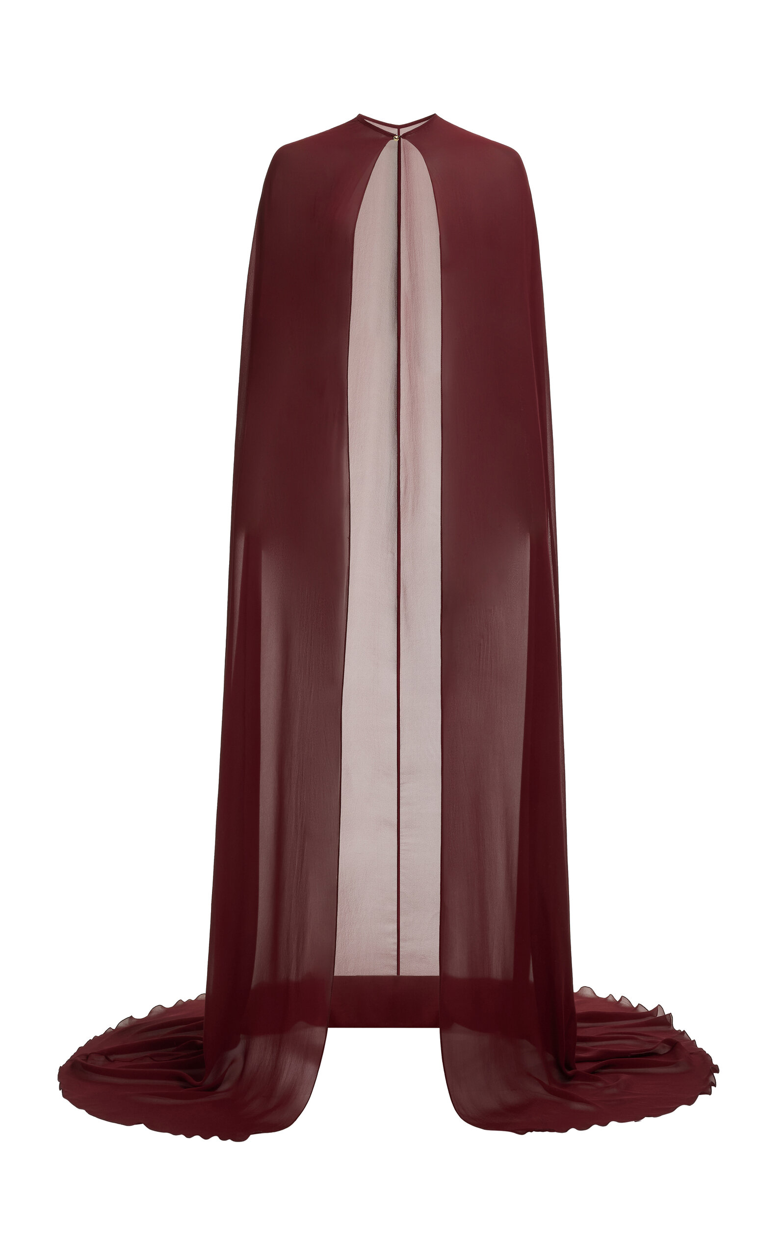 Elie Saab Silk Cape In Burgundy