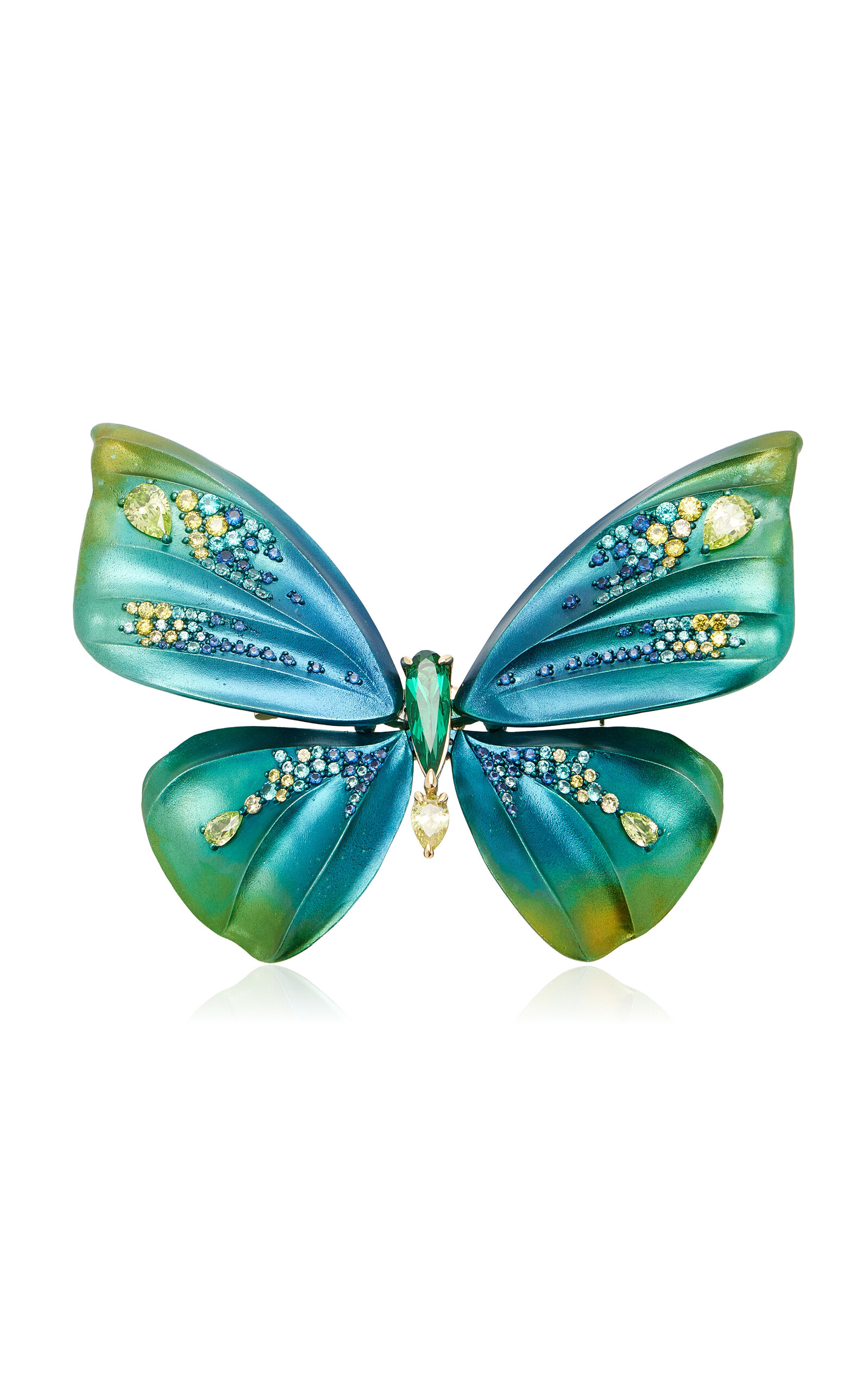 Anabela Chan - Aurora Butterfly 18K Yellow Gold Multi-Stone Brooch - Blue - OS - Moda Operandi - Gifts For Her