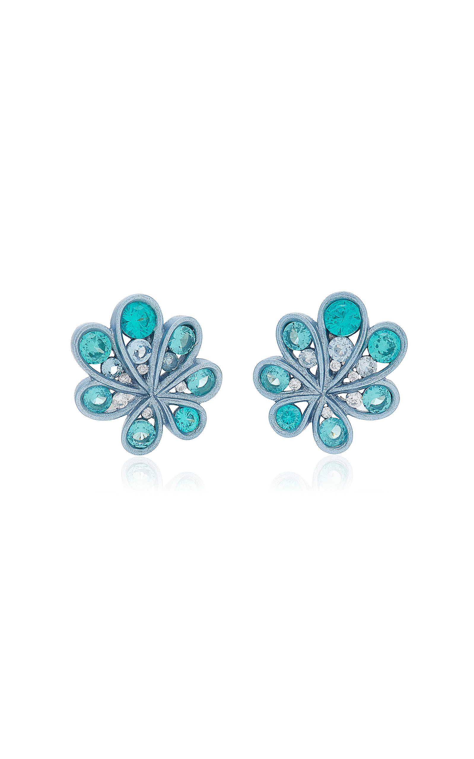 Anabela Chan - Ocean Aluminum and Rhodium Multi-Stone Earrings - Blue - OS - Moda Operandi - Gifts For Her
