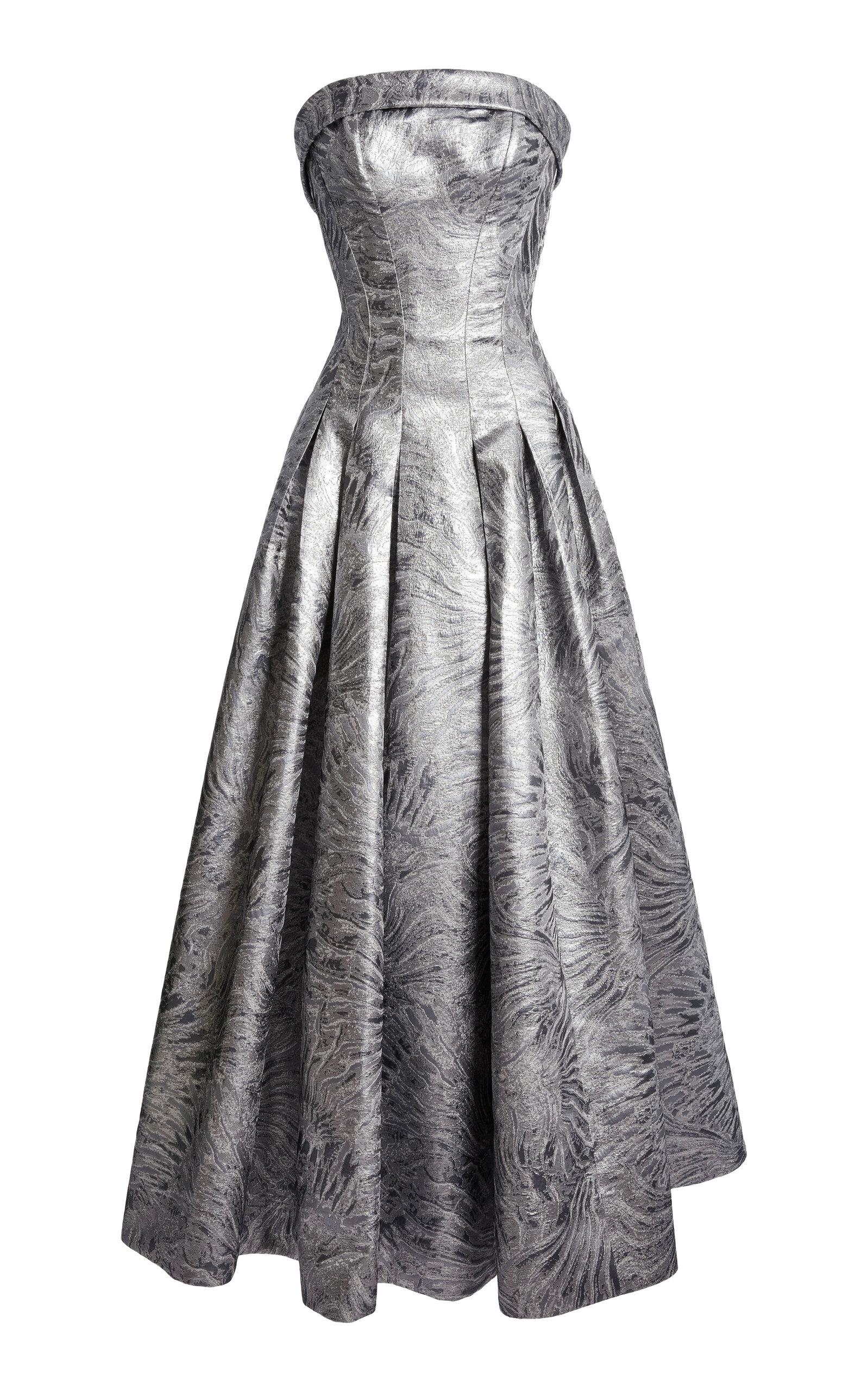 Zuhair Murad Heavy Jacquard Ankle Dress In Silver