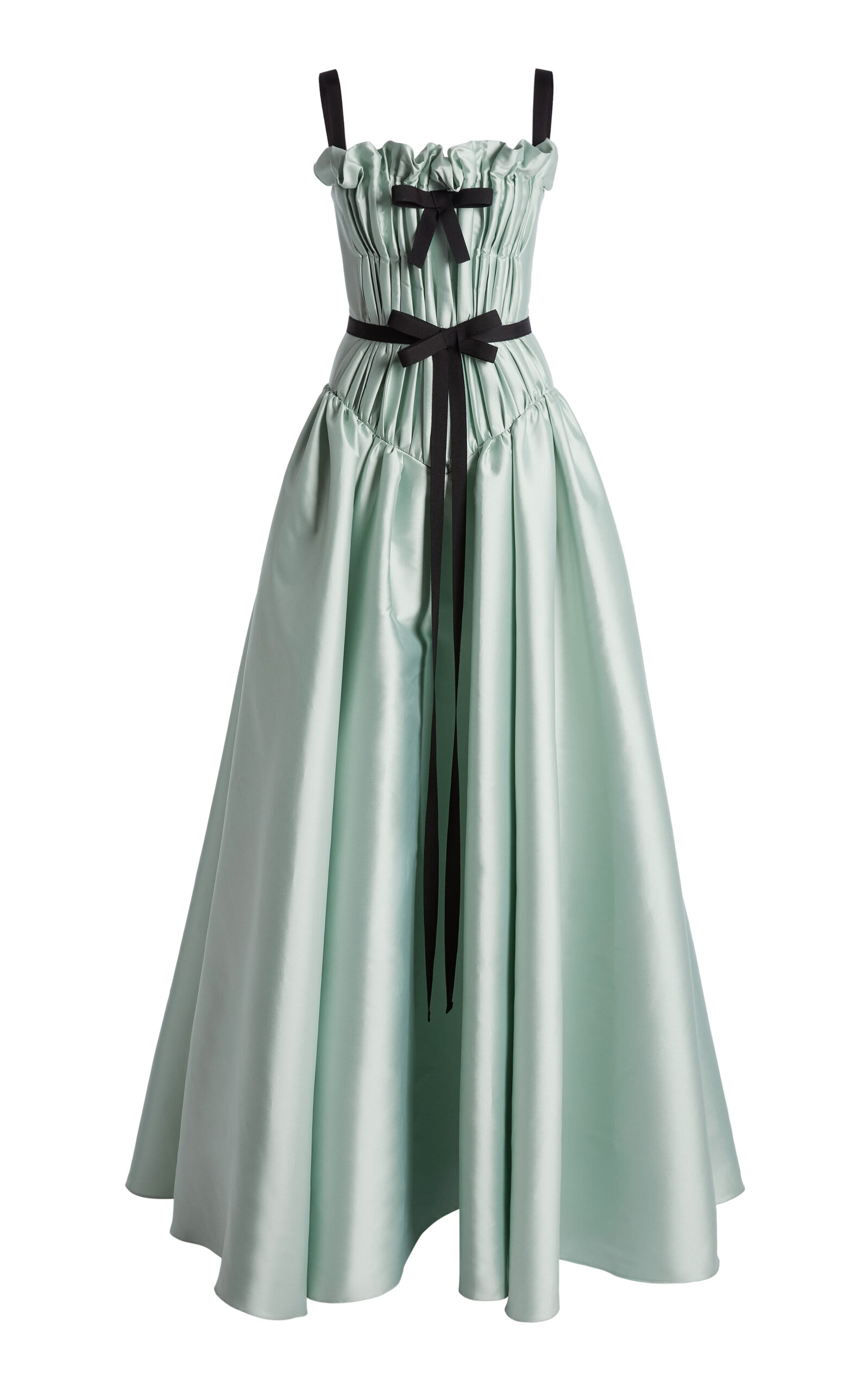 Zuhair Murad Mikado Gown Dres With Ribbons In Blue