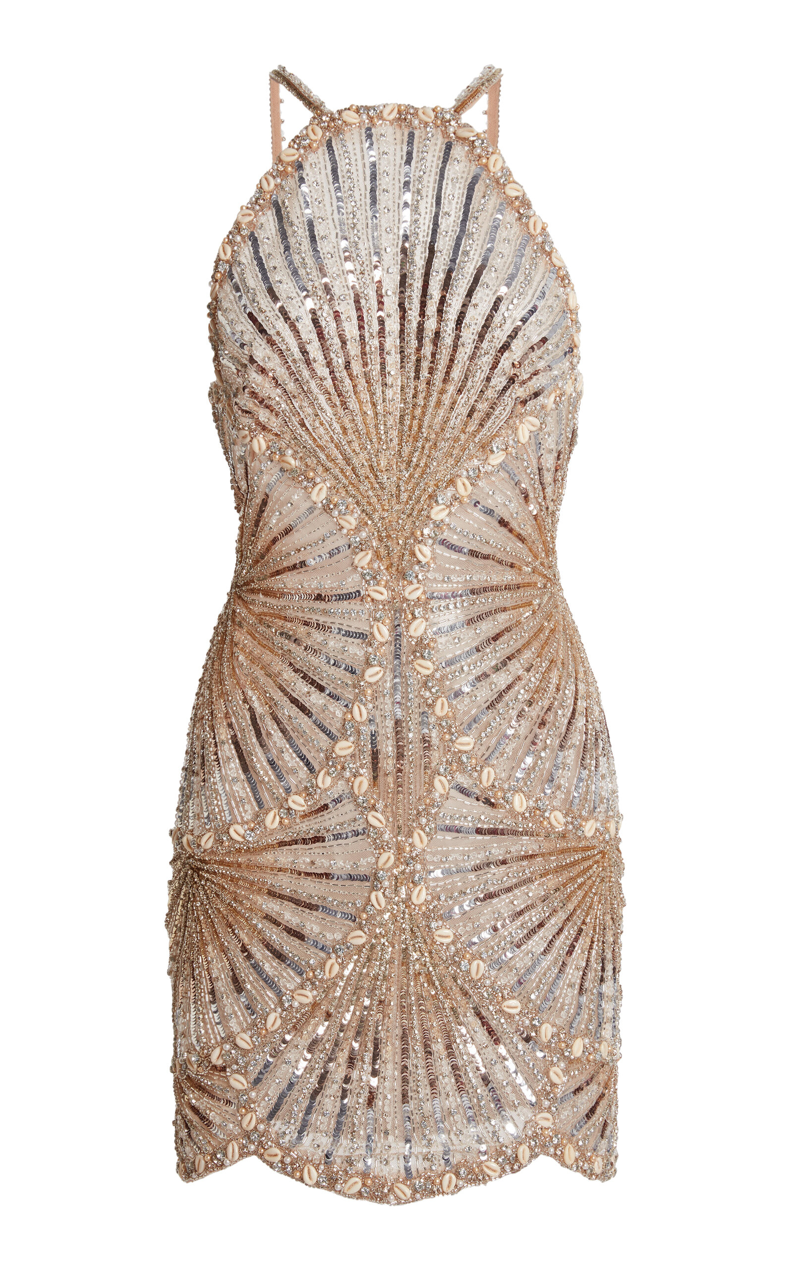 Zuhair Murad Sand Shell Embroidered Mini Dress In Multi