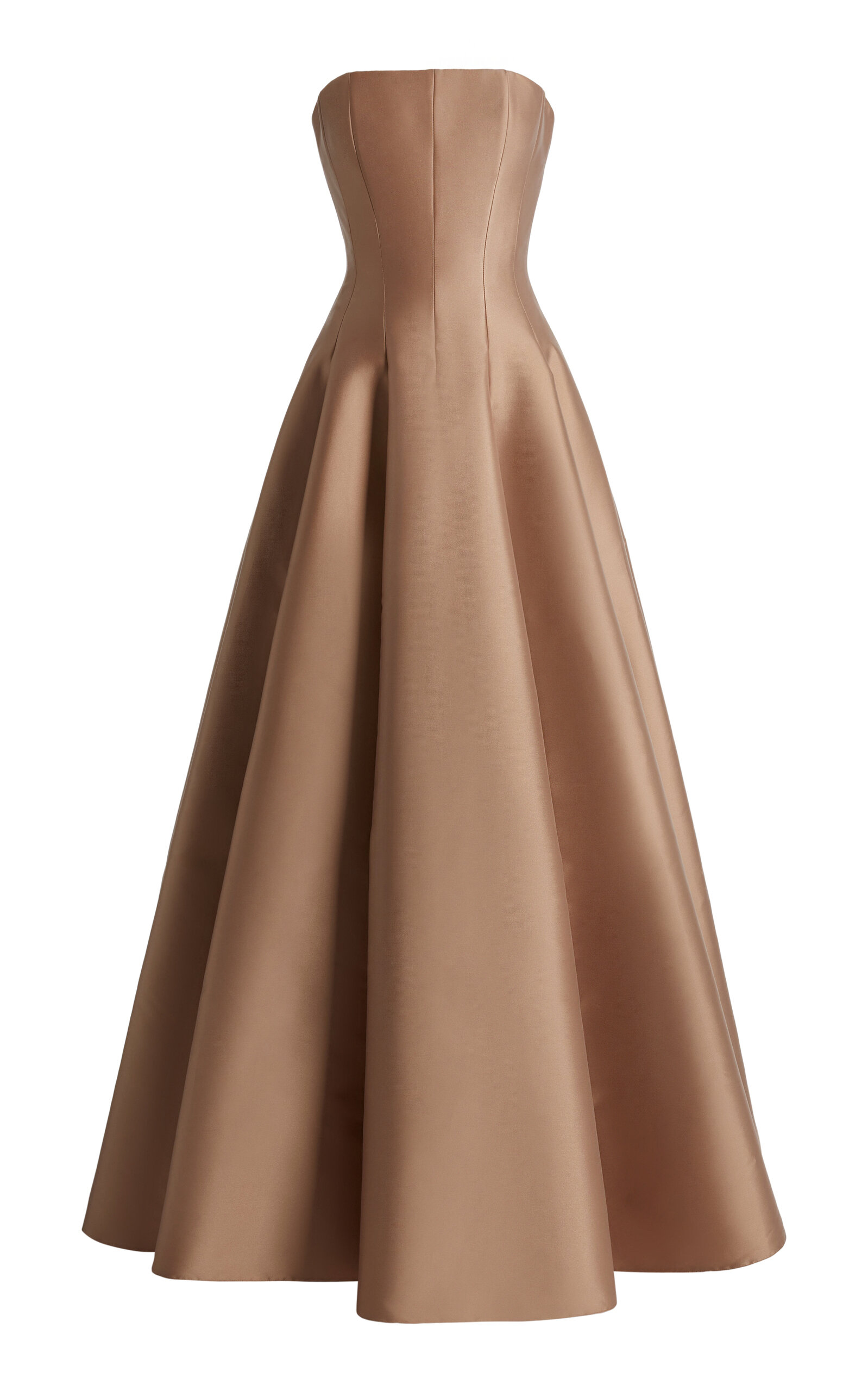 Zuhair Murad Mikado Corset Gown Dress In Brown