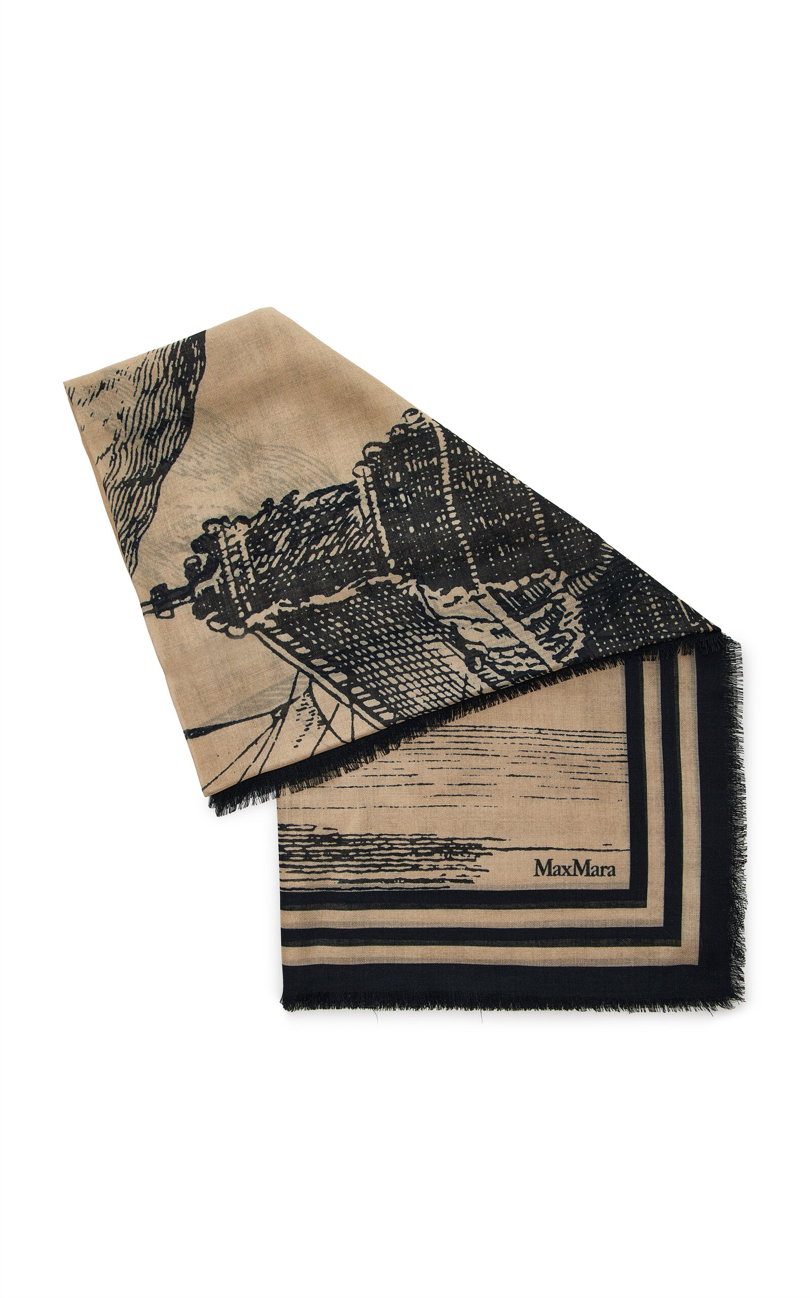 Max Mara Square Wool-silk Shawl In Tan