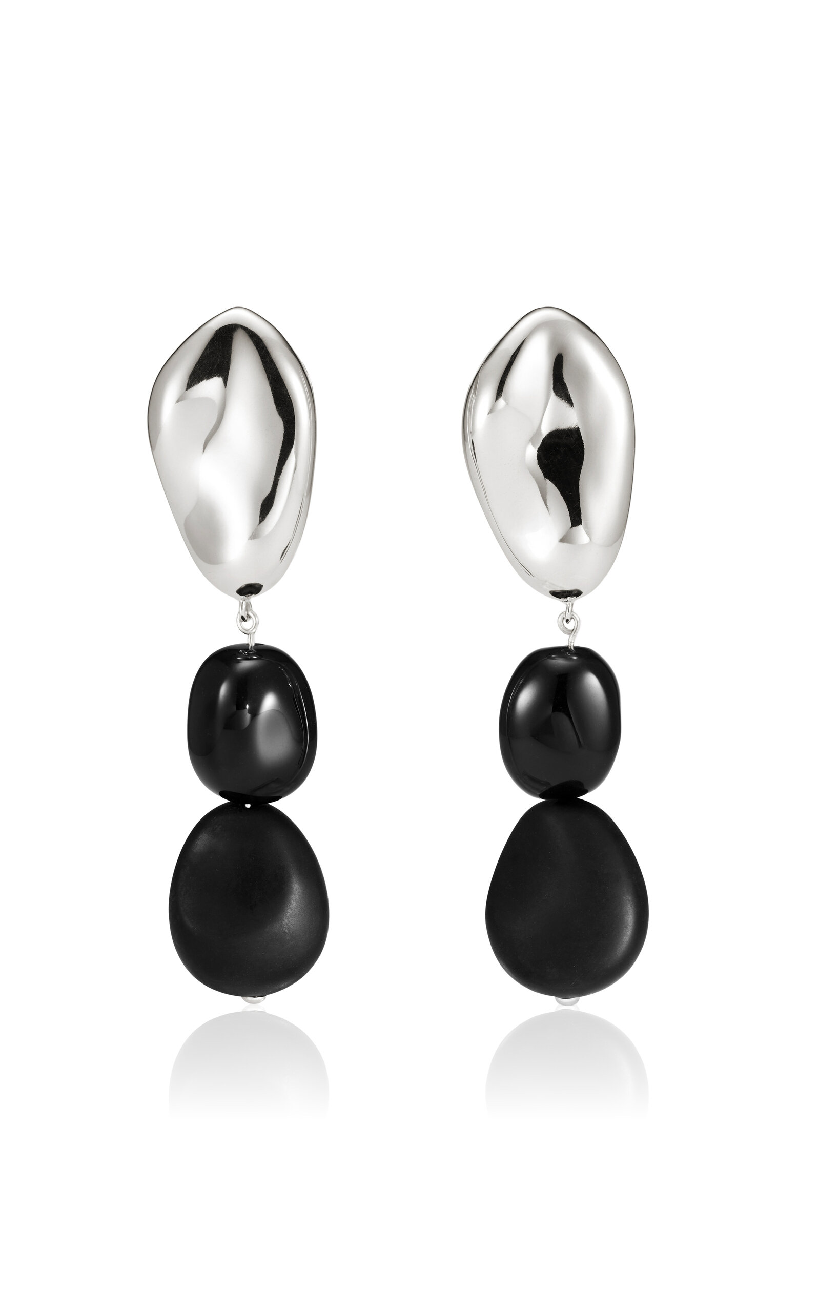 AGMES - Long Tess Sterling Silver Onyx Earrings - Silver - OS - Moda Operandi - Gifts For Her