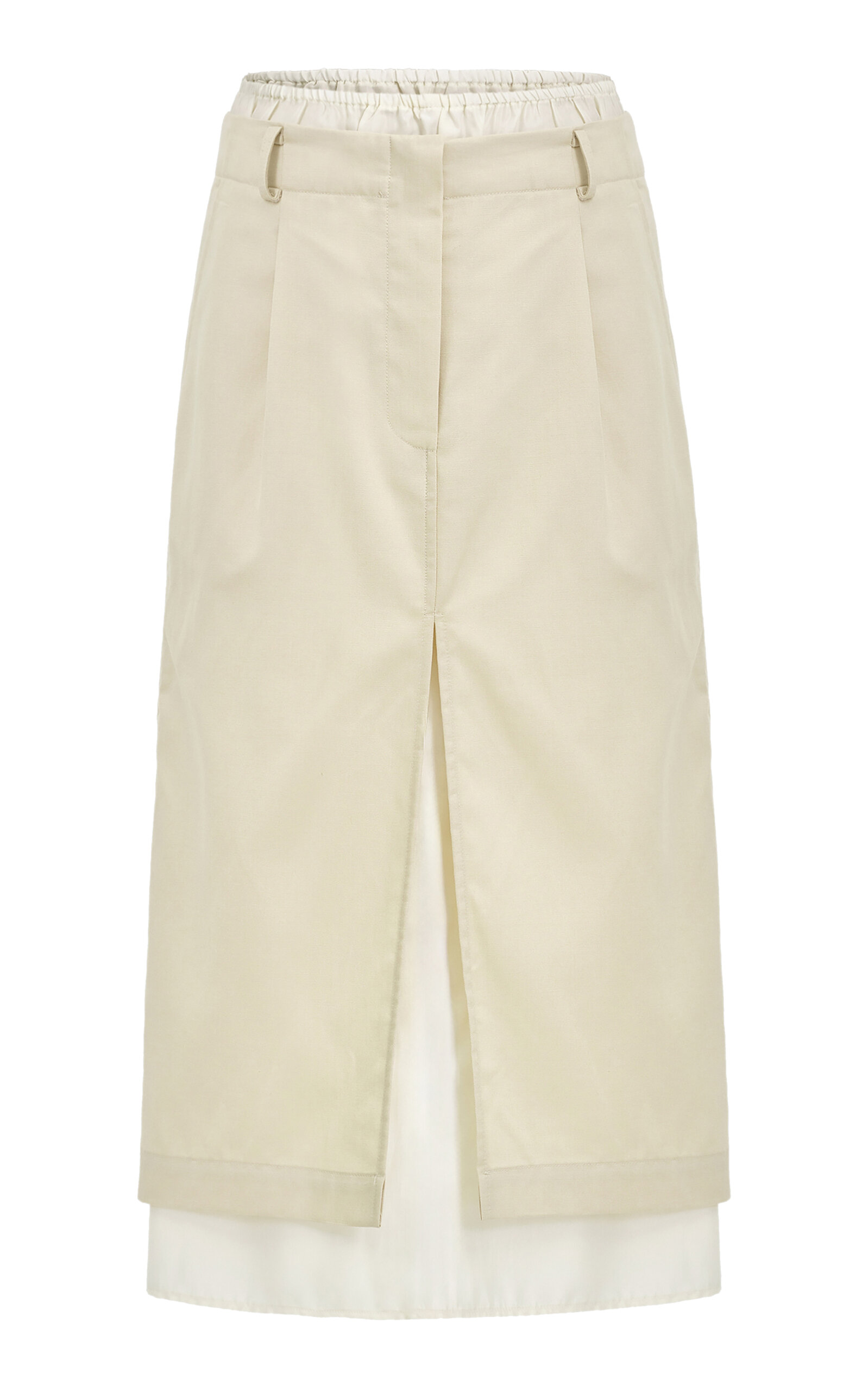 Source Unknown Lori Double-layer Slip Midi Skirt In Brown