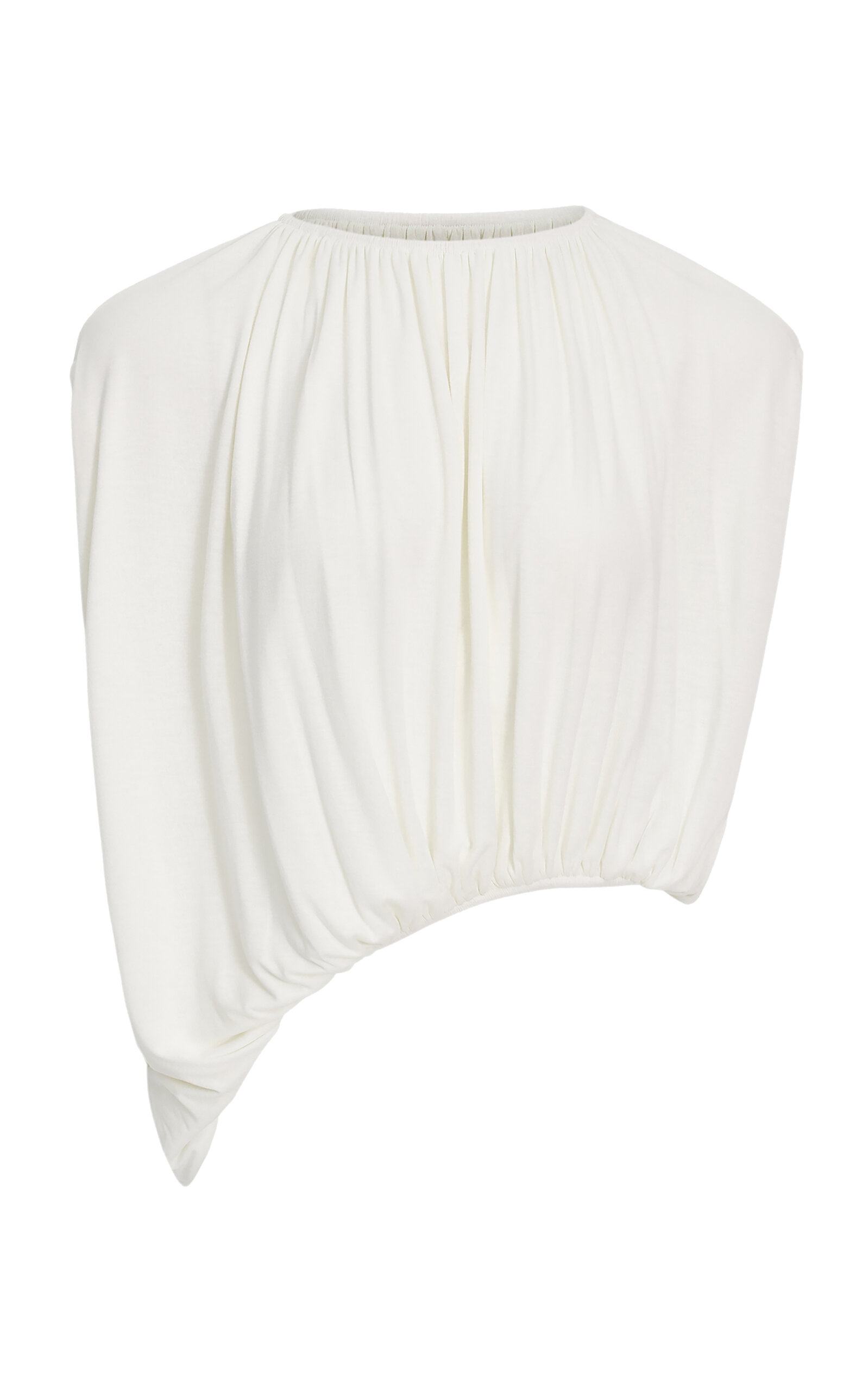 Source Unknown Rennie Gathered Jersey Top In White