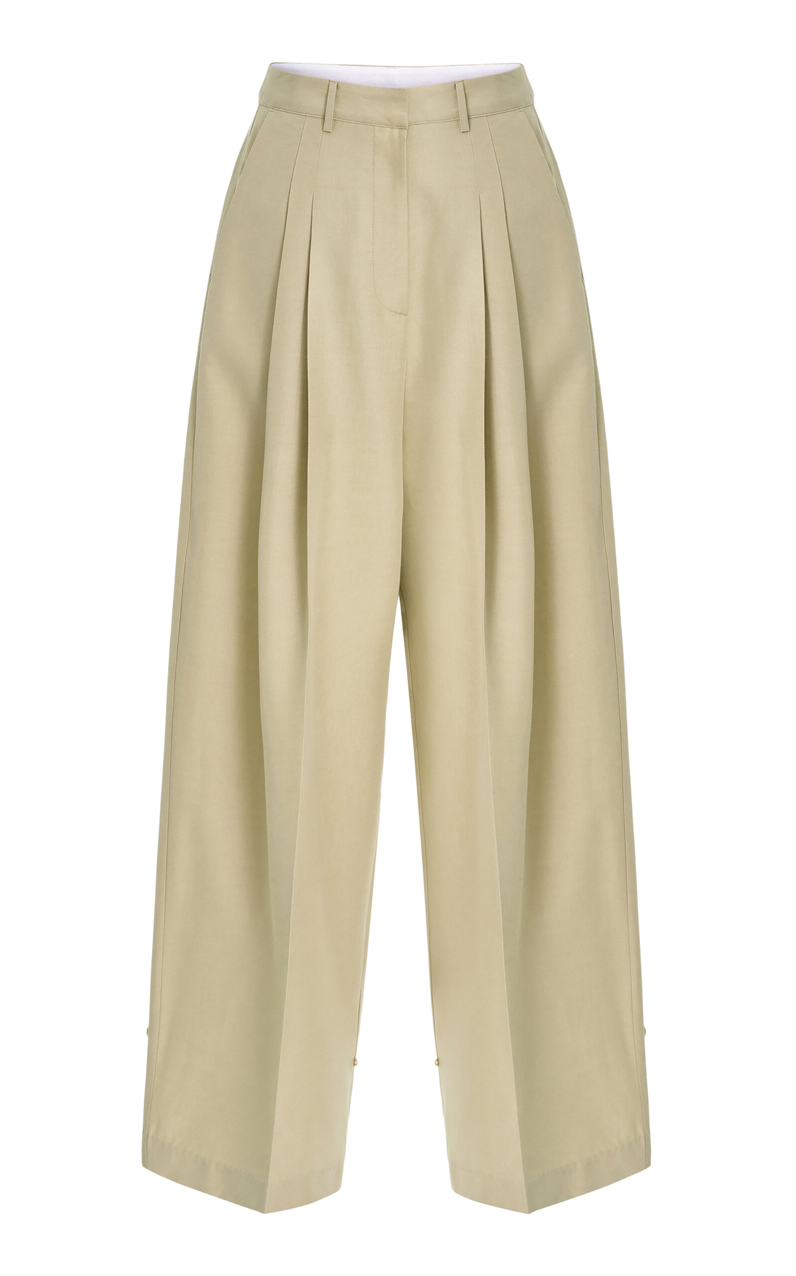 Source Unknown Roanna Button Cuff Straight Leg Trousers In Brown