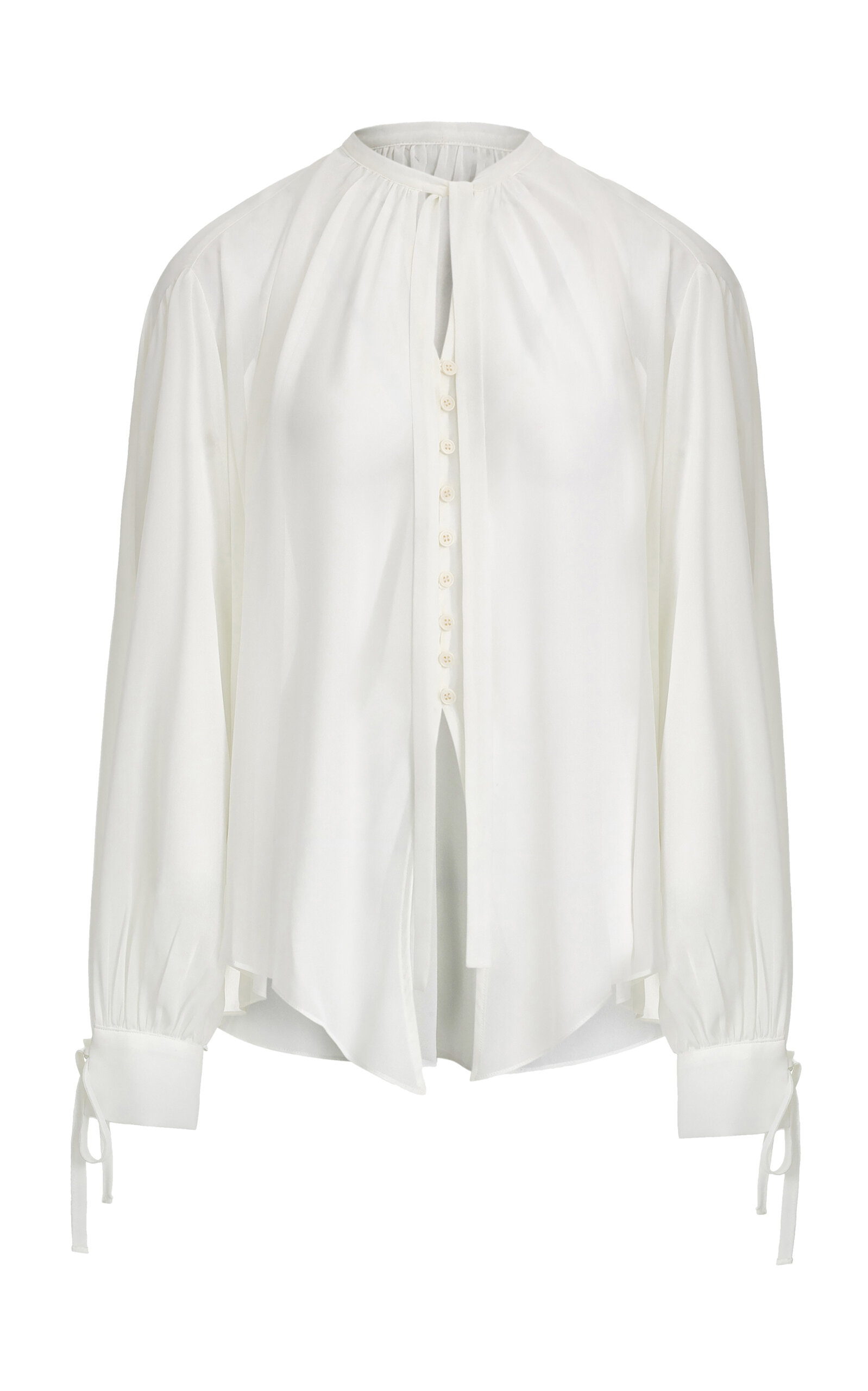 Source Unknown Veylin Chiffon Tie Cuff Top In White