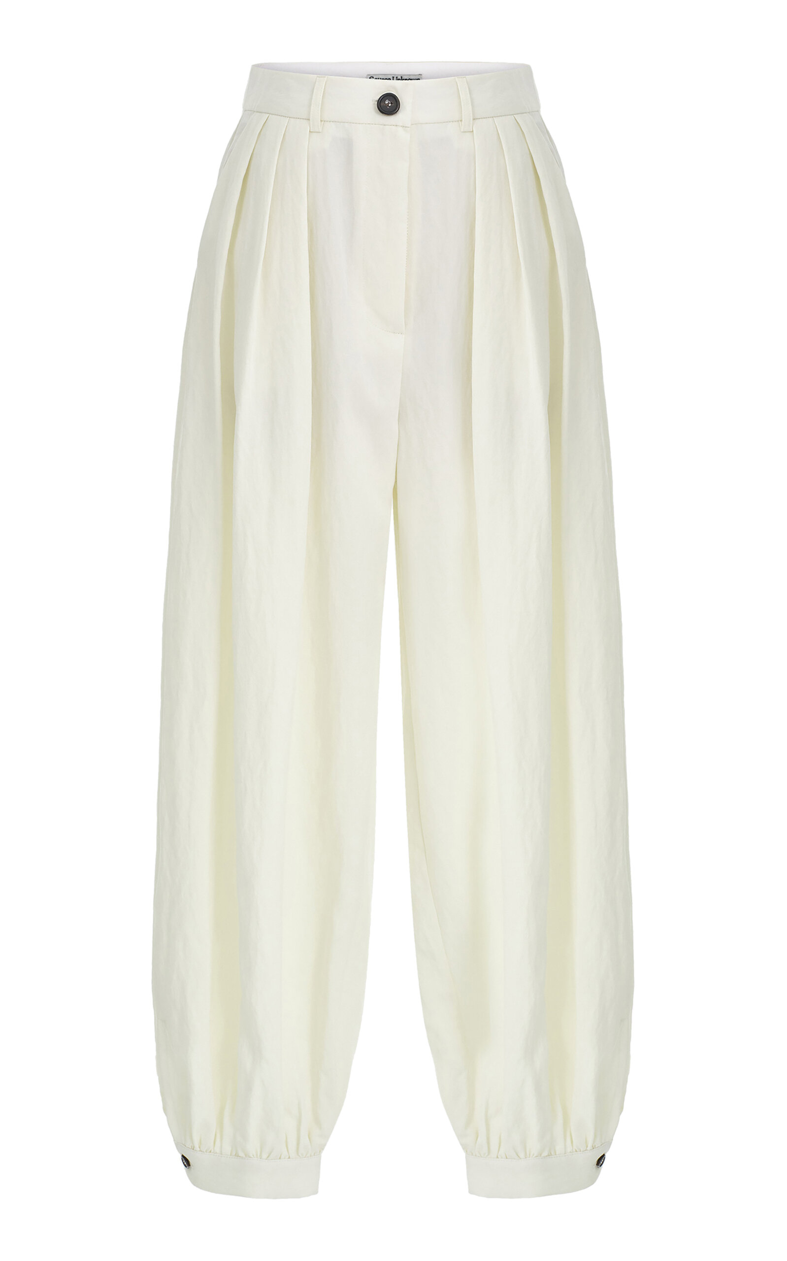Source Unknown Miller Gathered Linen-blend Pants In White