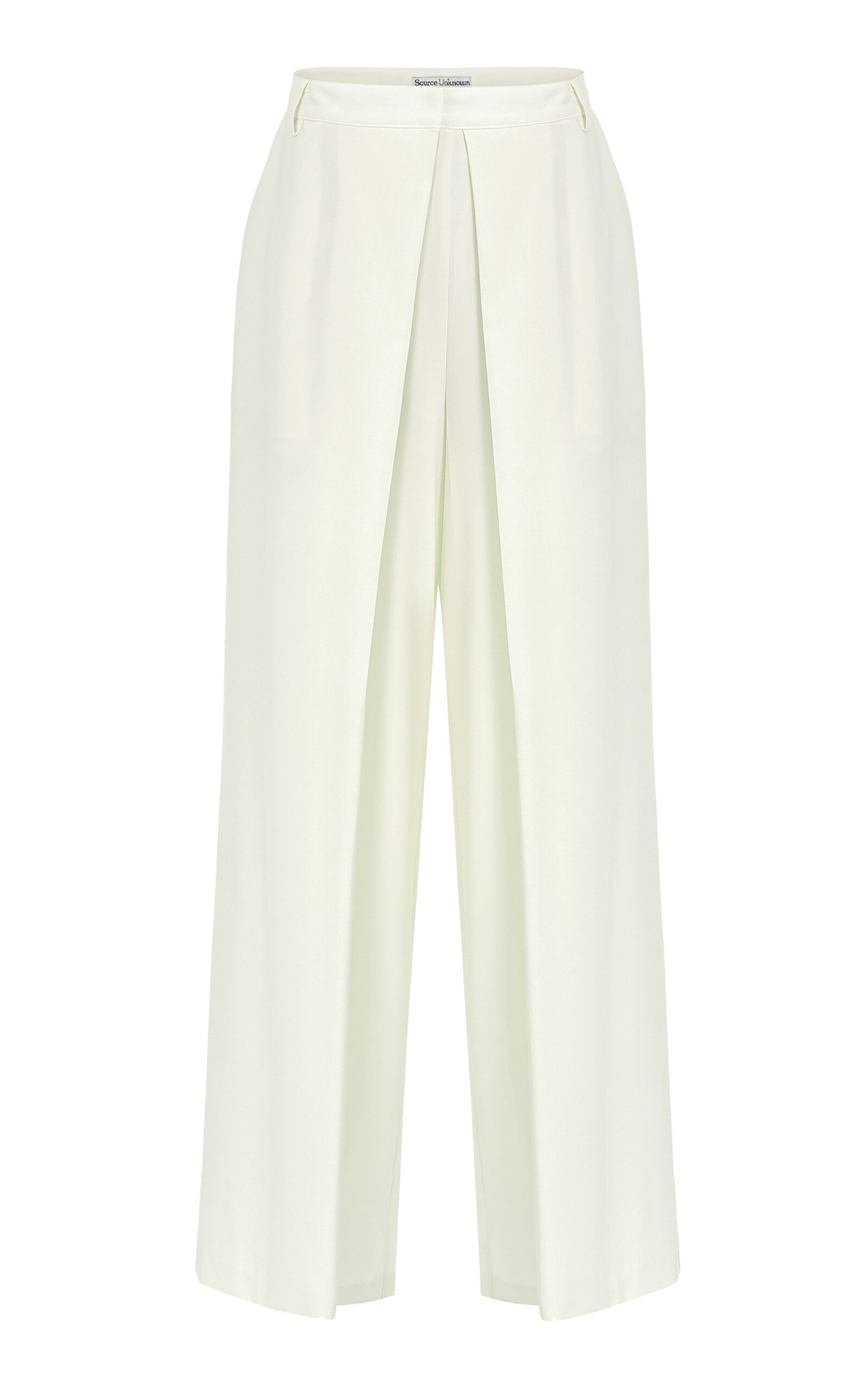 Source Unknown Leroy Box-pleat Straight Leg Trousers In White