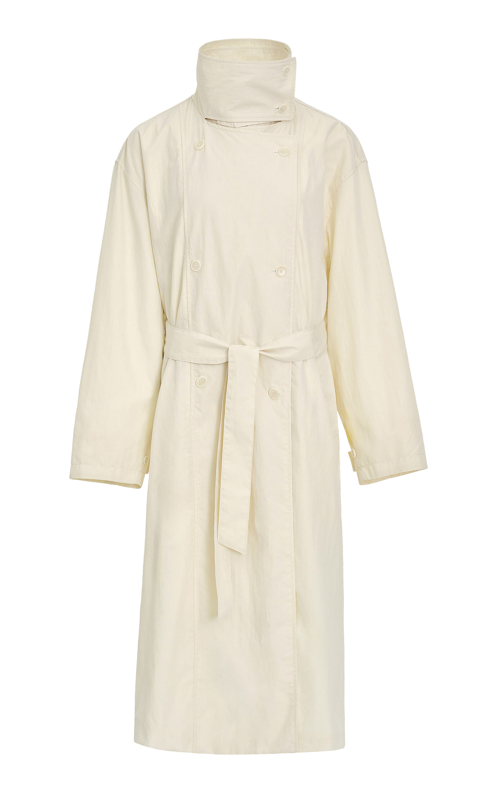 Source Unknown Helga Double Layer Cotton-blend Trench Coat In White