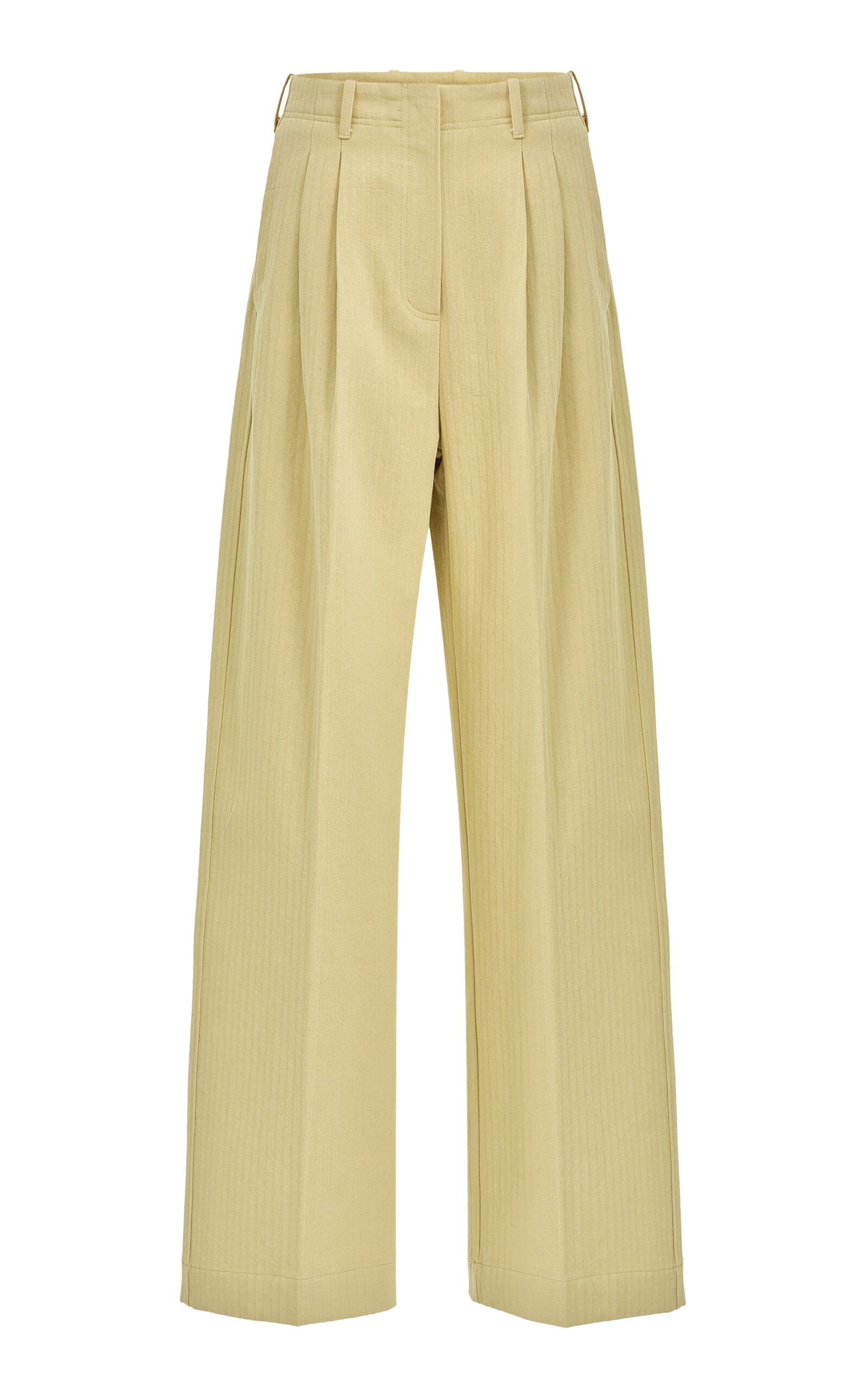 Source Unknown Cassandre Herringbone Cotton Trousers In Brown
