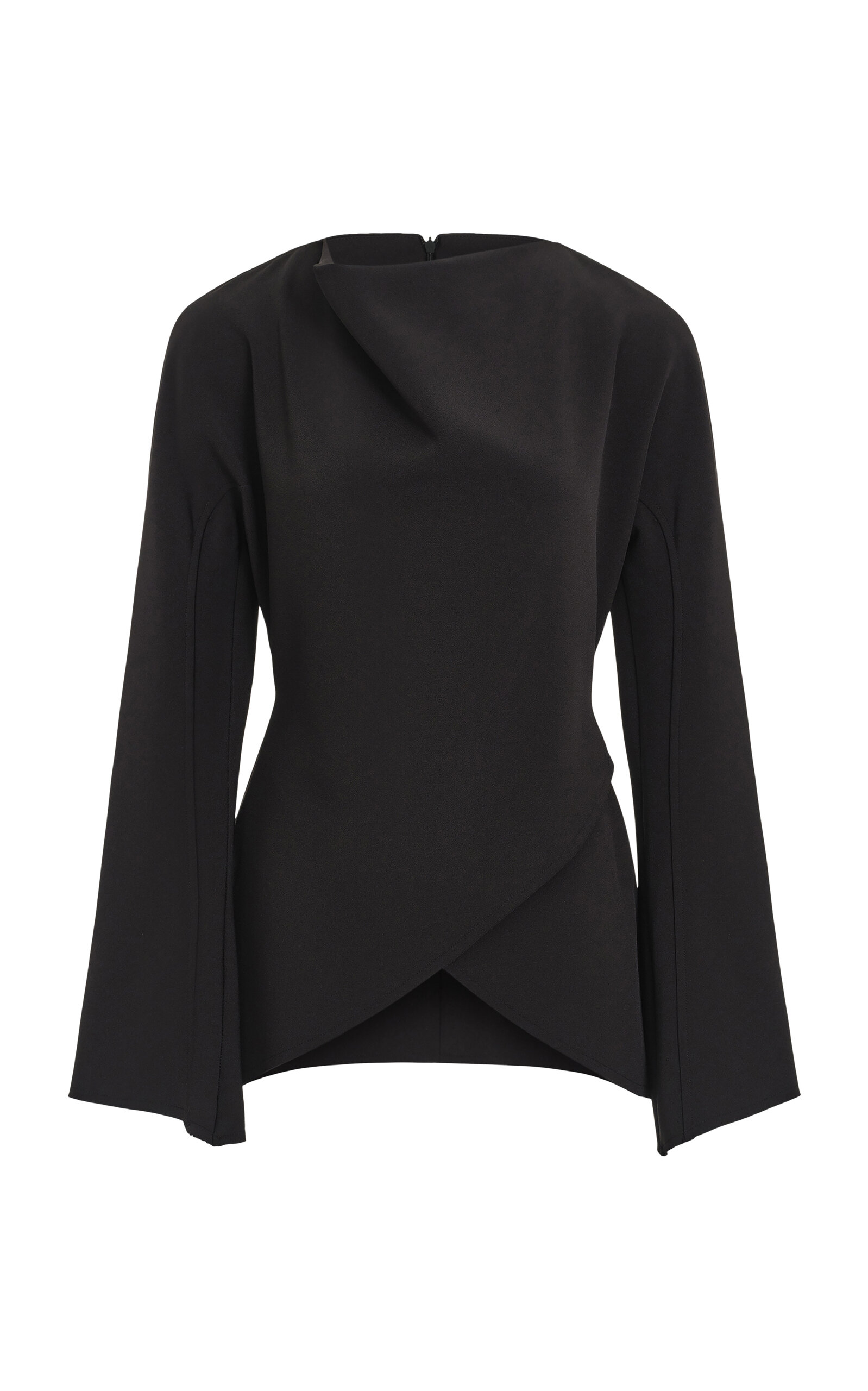 Source Unknown Solina Crepe Cowl-neck Top In Black