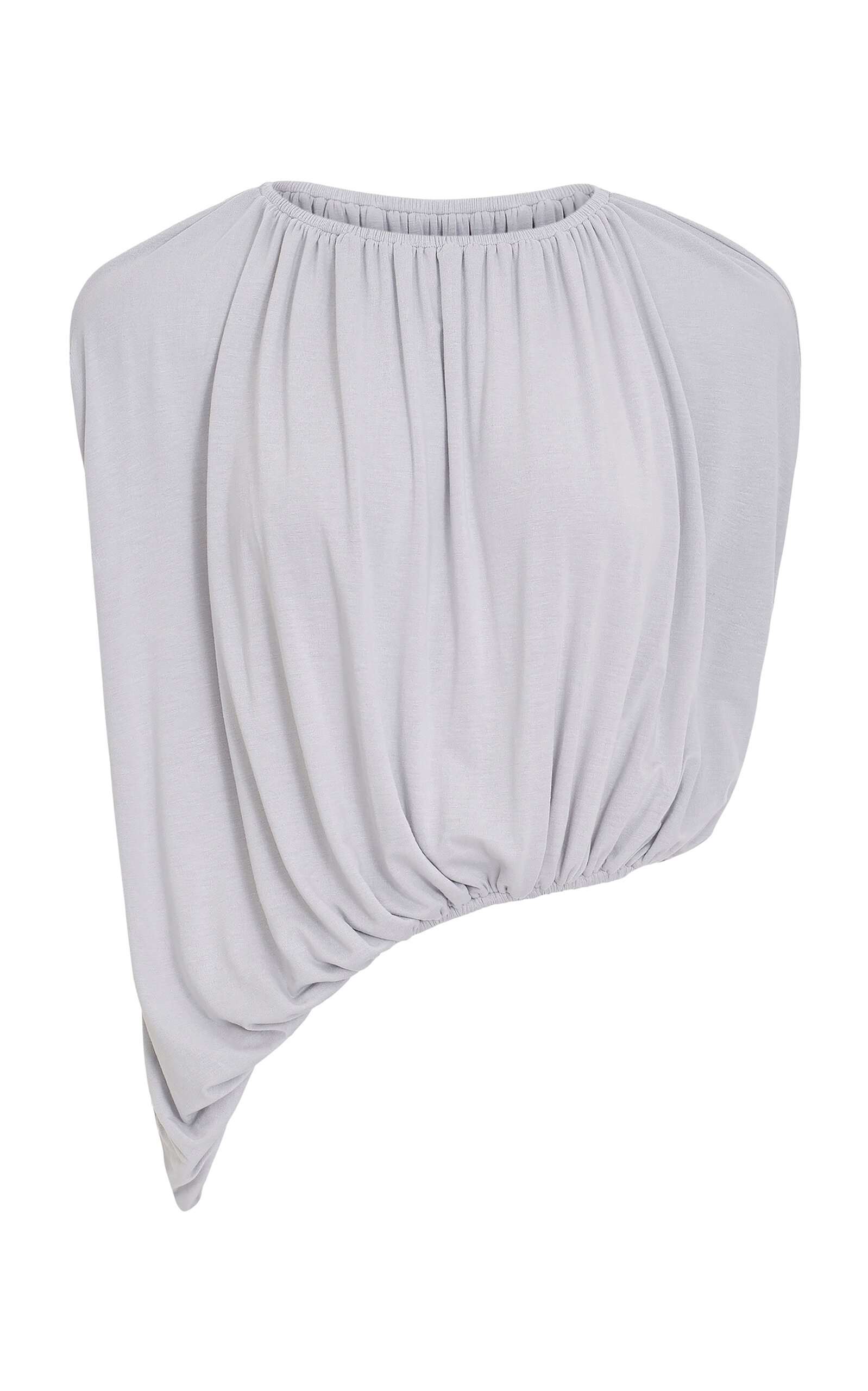Source Unknown Rennie Gathered Jersey Top In Gray