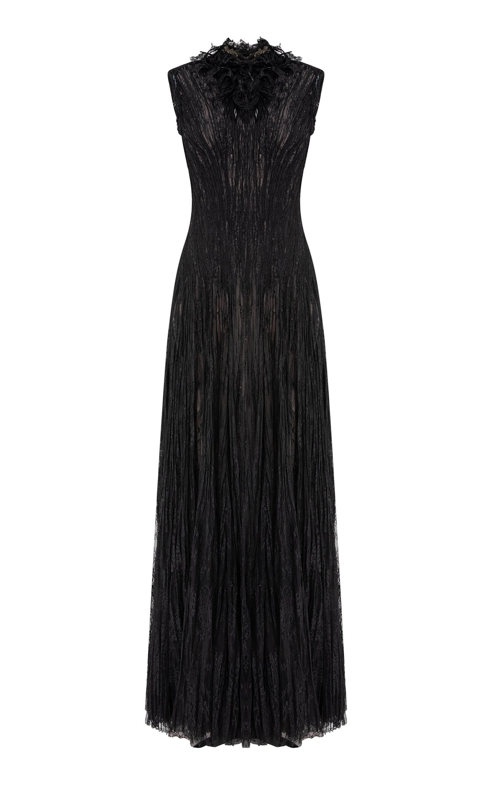 Marmar Halim High-Neck Embroidered Lace Maxi Dress - Moda Operandi