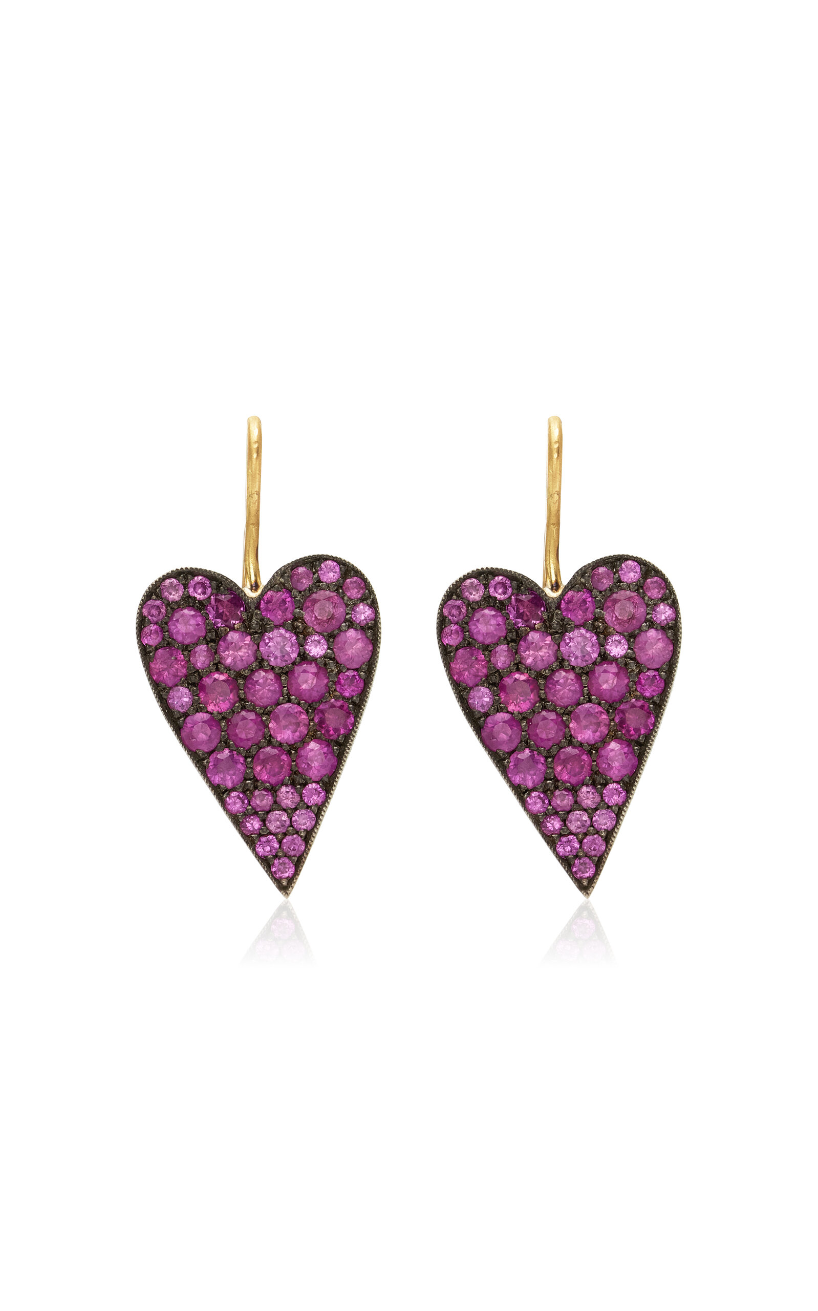 Sylva & Cie - Table Heart 18k Yellow Gold Sapphire Earrings   - Pink - OS - Moda Operandi - Gifts For Her