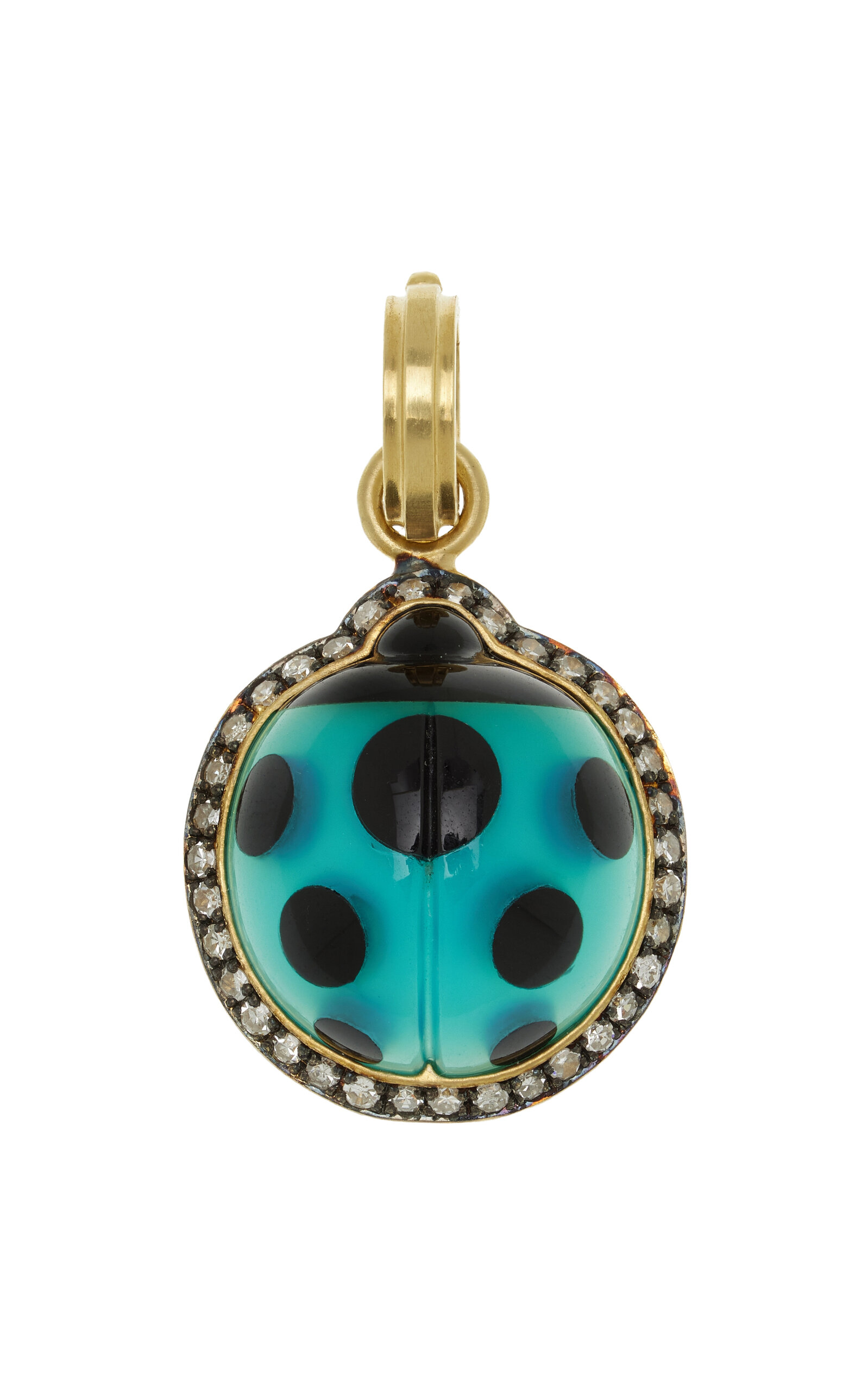 Sylva & Cie - Ladybug 18k Yellow Gold Agate Pendant - Blue - OS - Moda Operandi - Gifts For Her