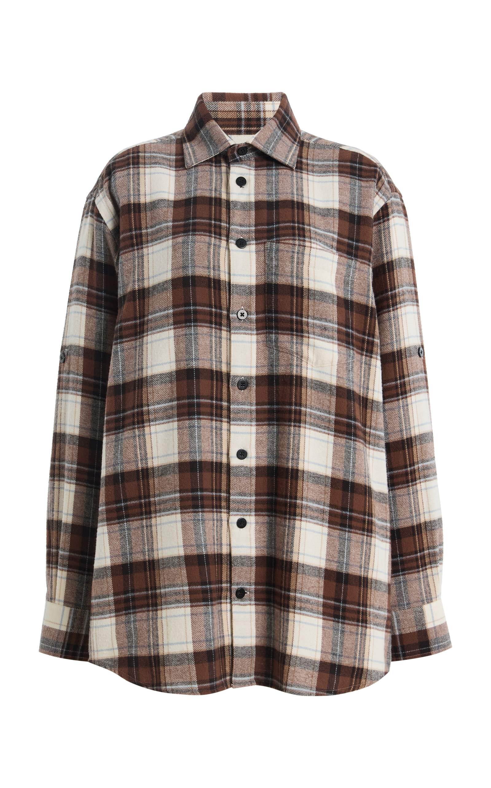 With Nothing Underneath Exclusive The Oversized Plaid Cotton Flannel Shirt In Brown