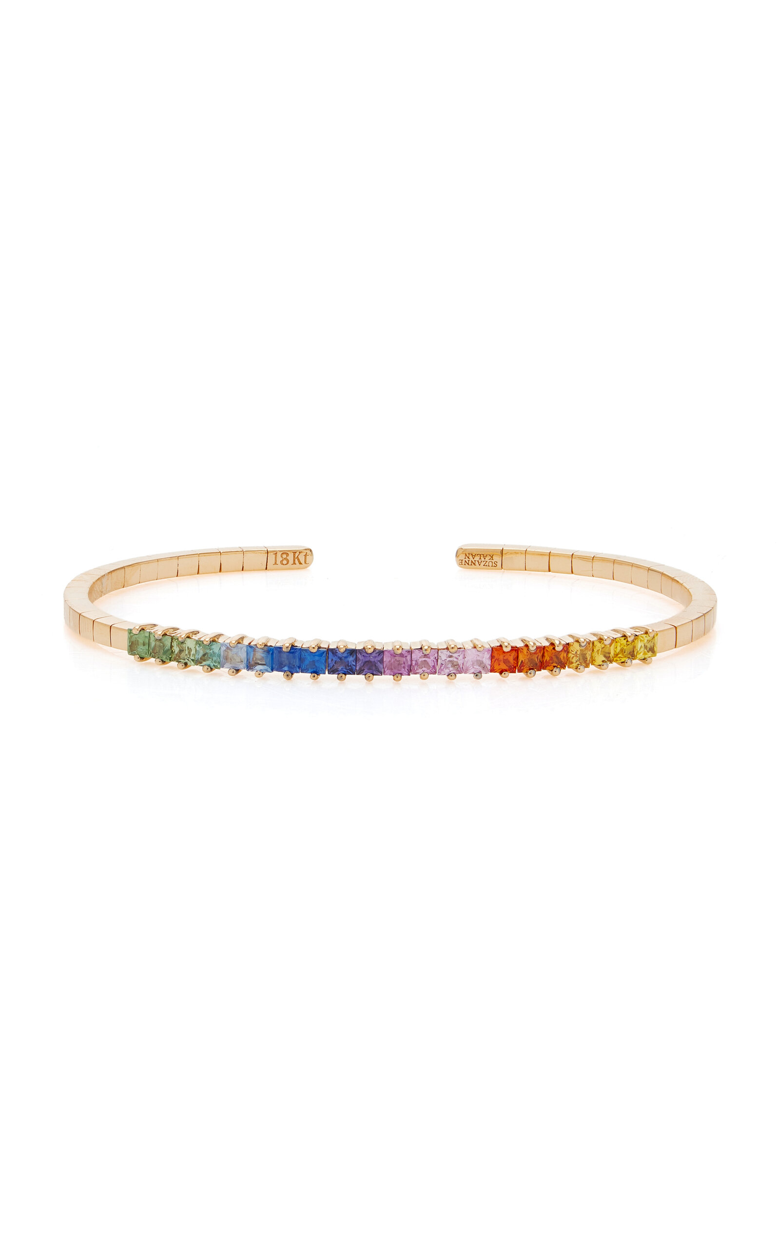 Suzanne Kalan - Rainbow Princess-Cut 18K Rose Gold Sapphire Bangle - Multi - OS - Moda Operandi - Gifts For Her