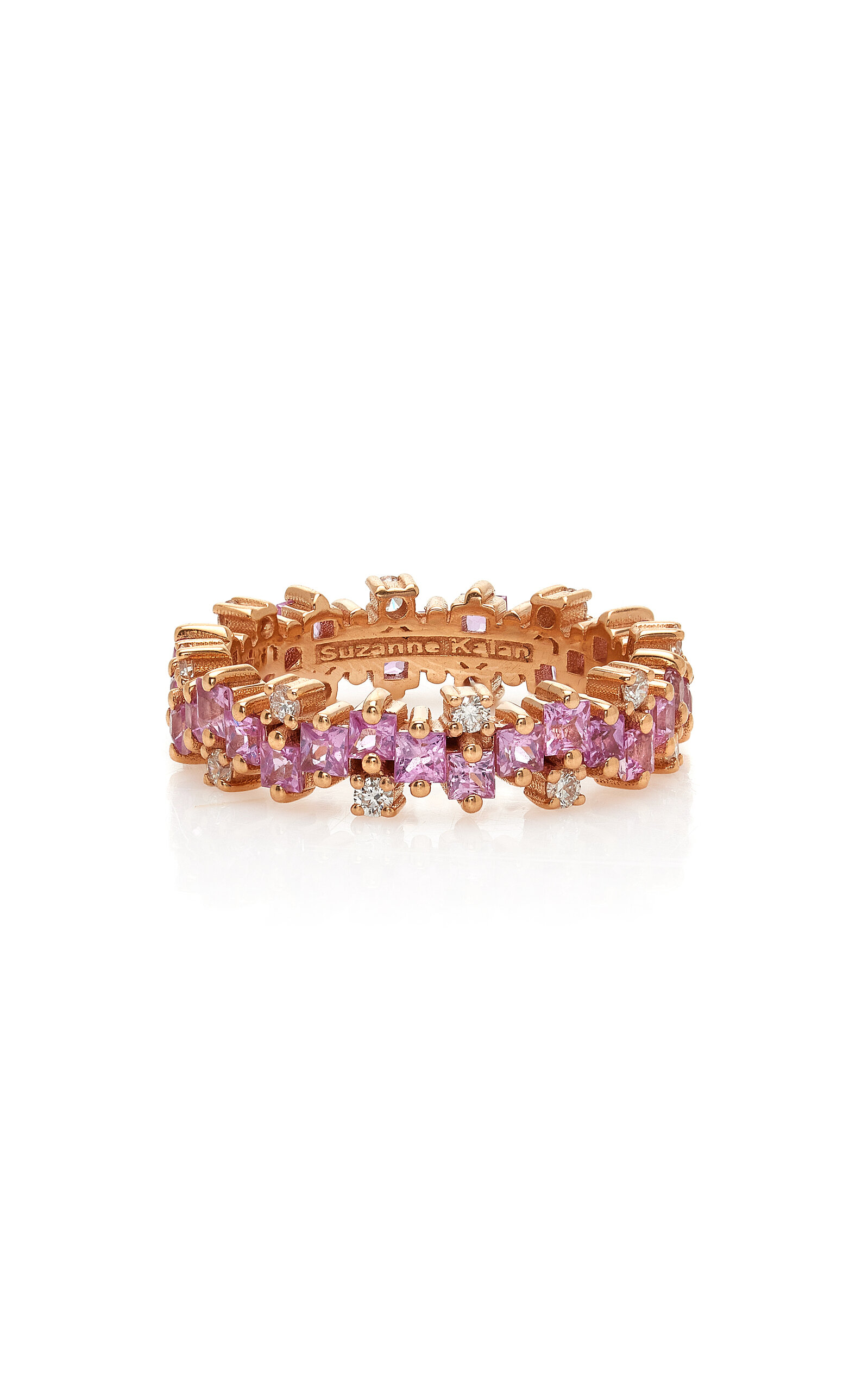 Suzanne Kalan - Mini Stacker 18K Rose Gold Diamond and Sapphire Ring - Pink - US 6 - Moda Operandi - Gifts For Her