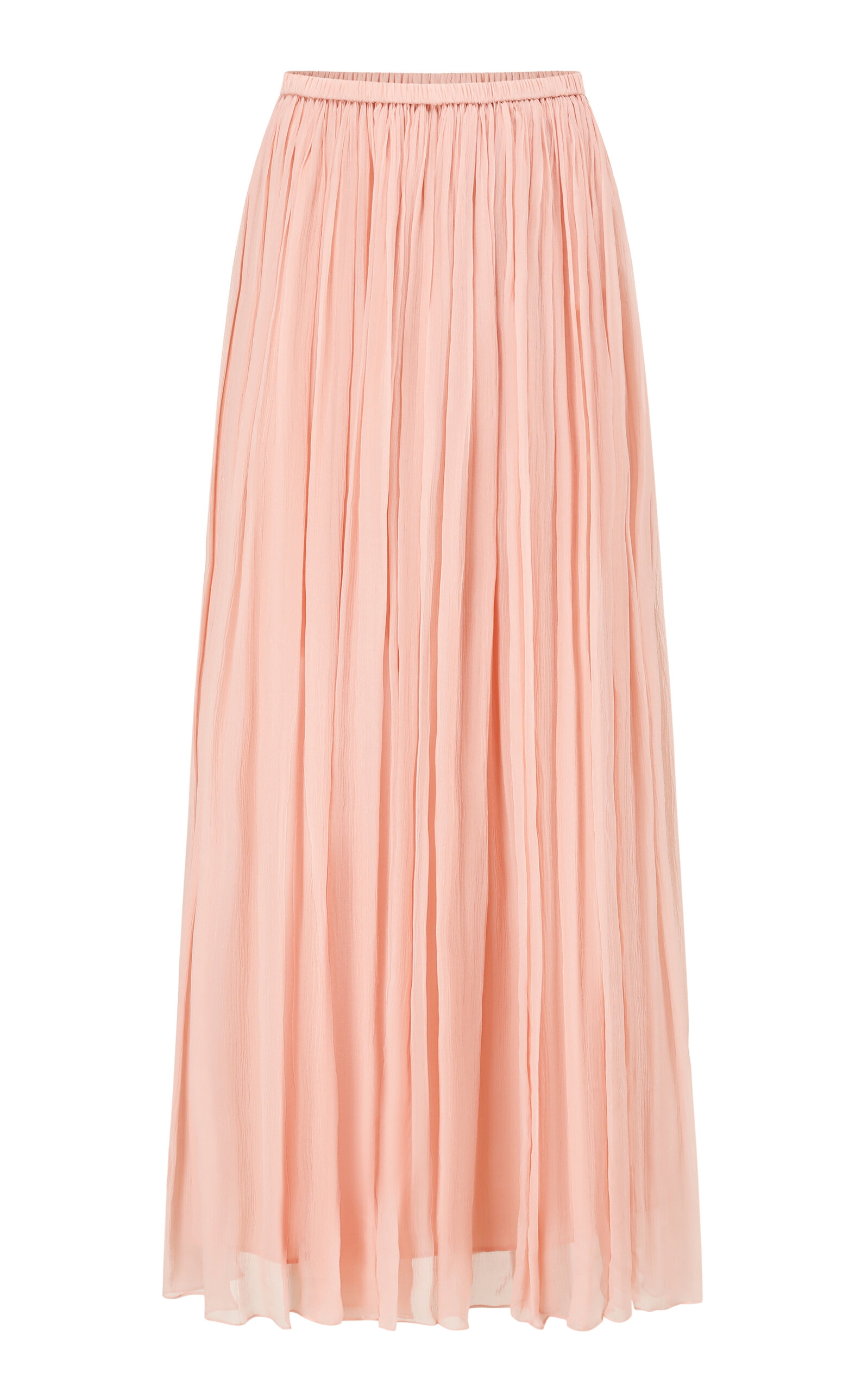 Into The East Gathered Silk Maxi Skirt In Light Pink