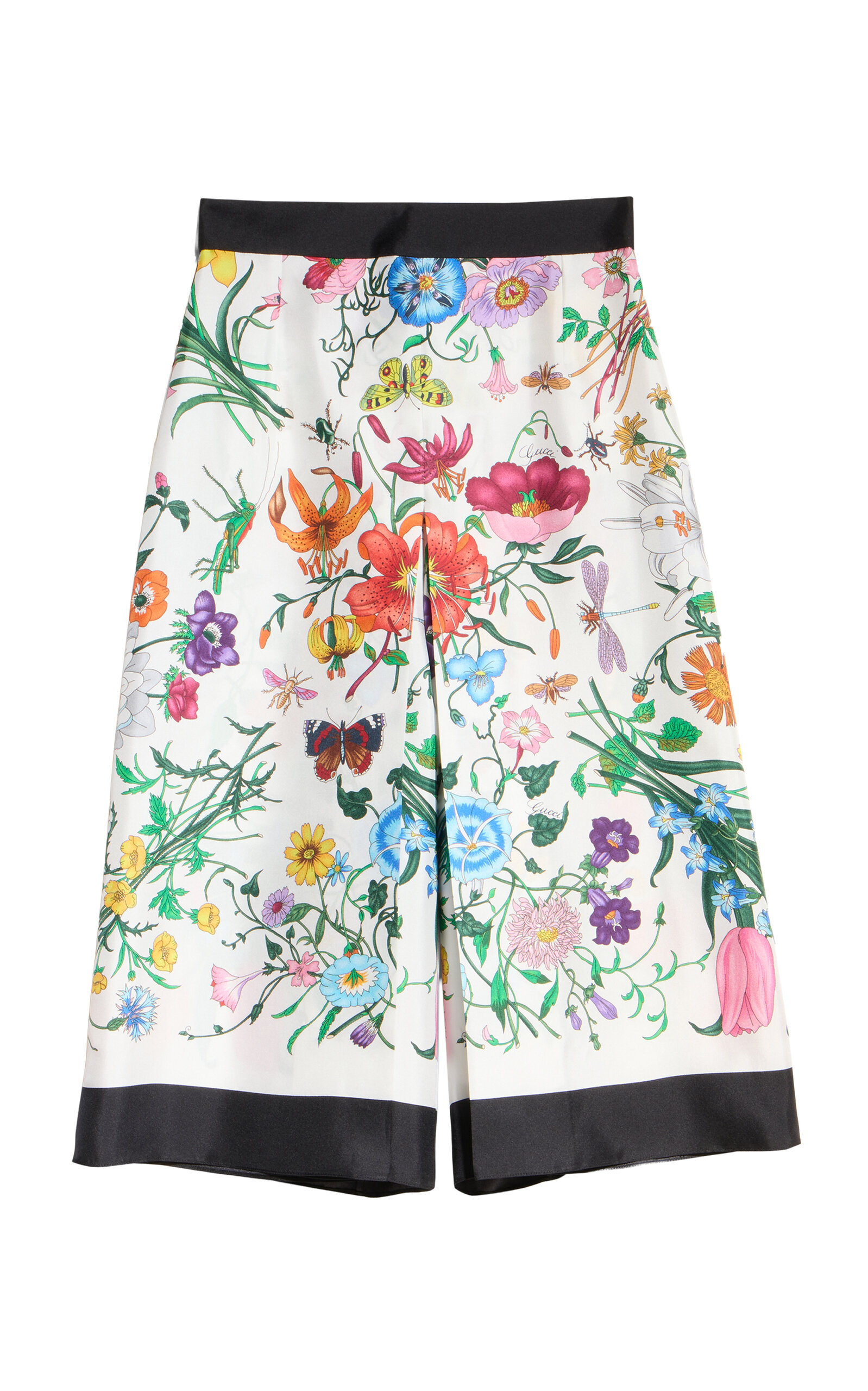 Gucci - Floral Printed Silk Wide-Leg Cropped Pants - Floral - IT 36 - Moda Operandi