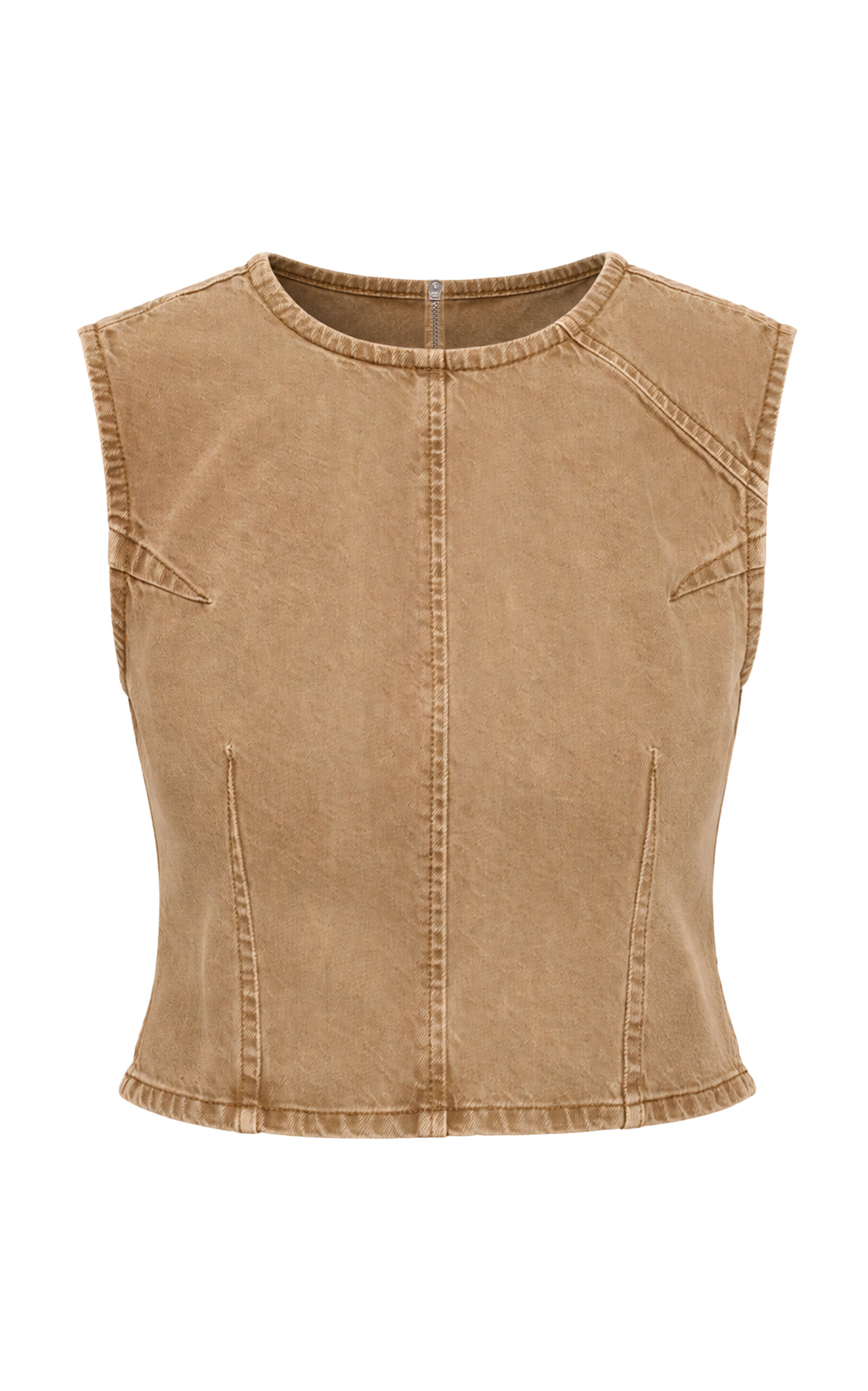 Dala Angle Denim Tank Top In Brown
