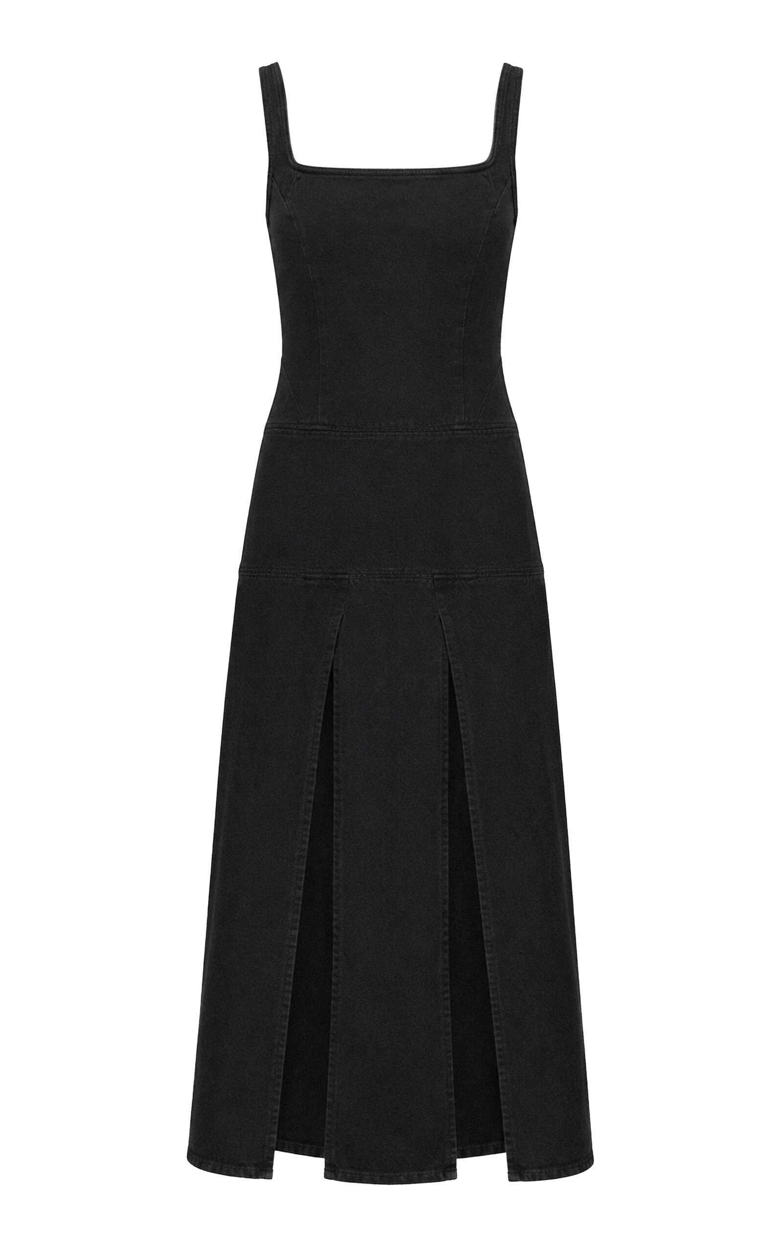 Dala Strip Denim Maxi Dress In Black