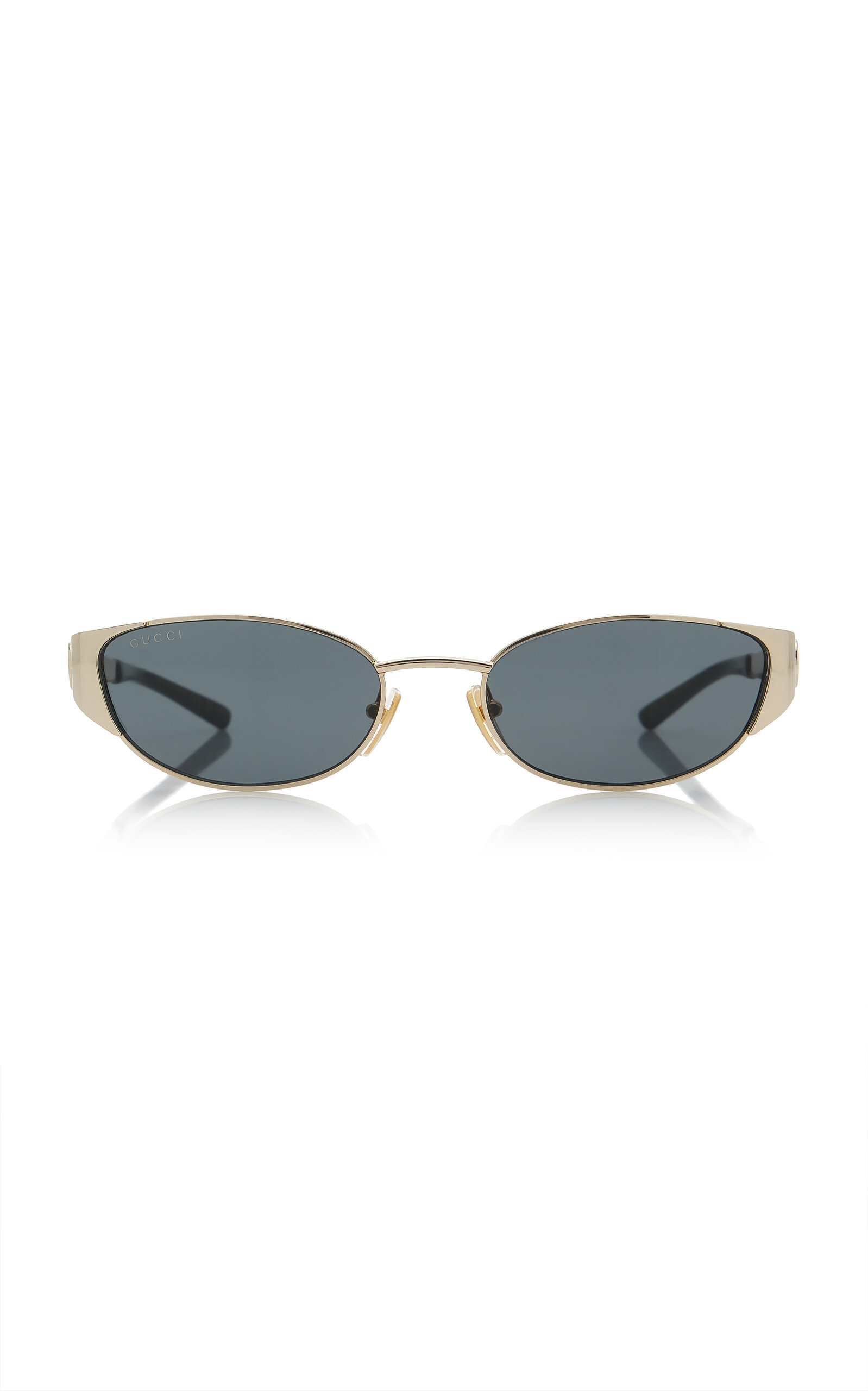 Gucci - Oval-Frame Metal Sunglasses - Gold - OS - Moda Operandi