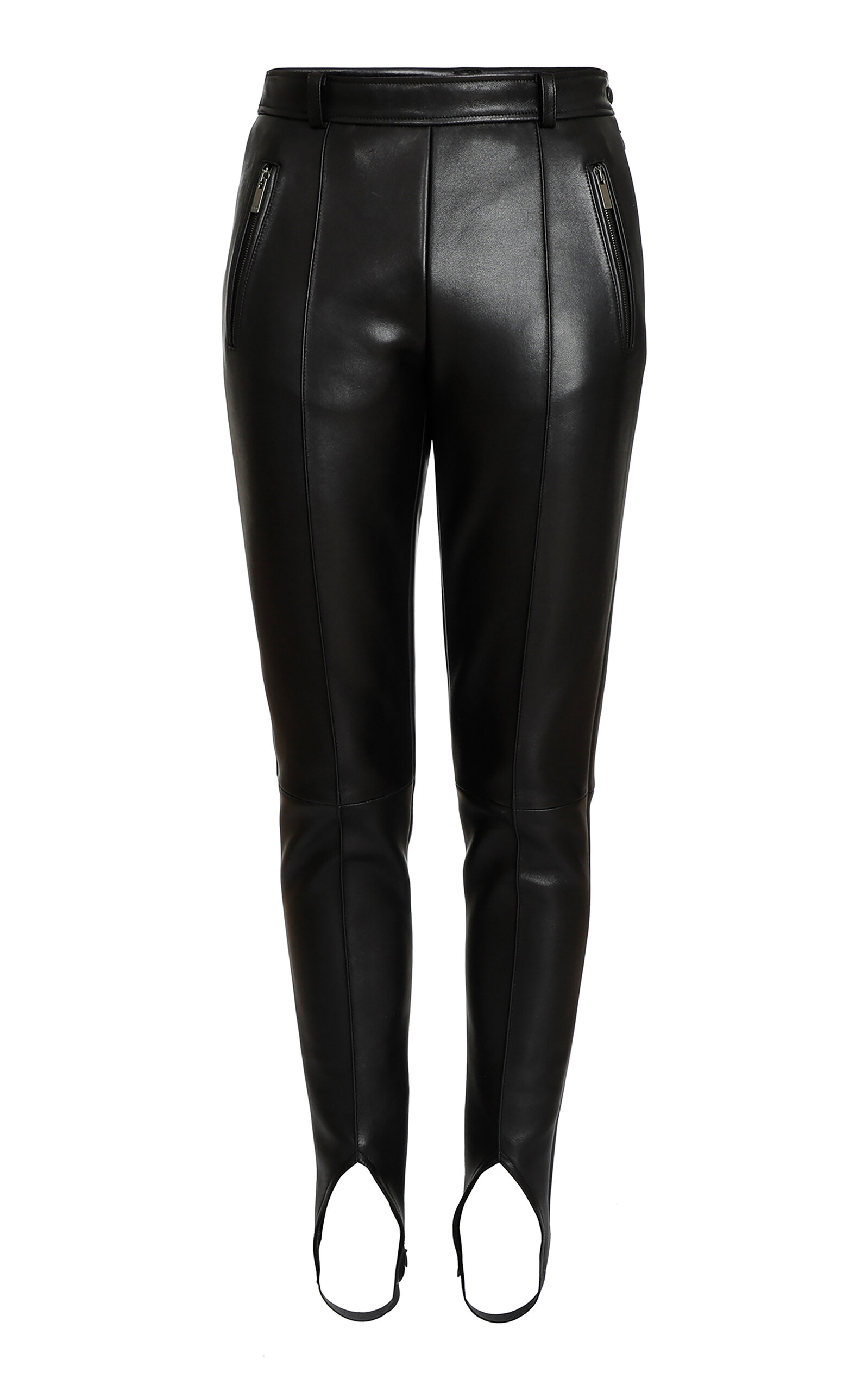 Balmain Pocket-detailed Slim Leather Leggings In Black