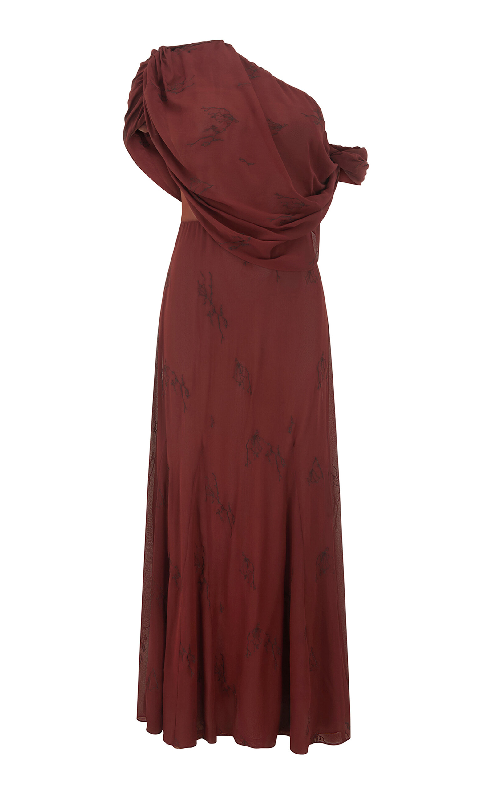 Harris Tapper - Lucille Embroidered Silk Maxi Dress - Burgundy - AU 10 - Moda Operandi