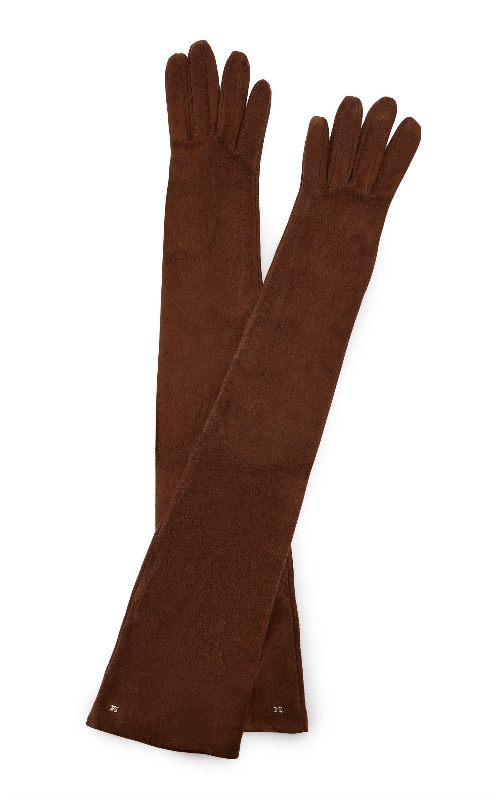 Max Mara Azurro Leather Gloves In Orange