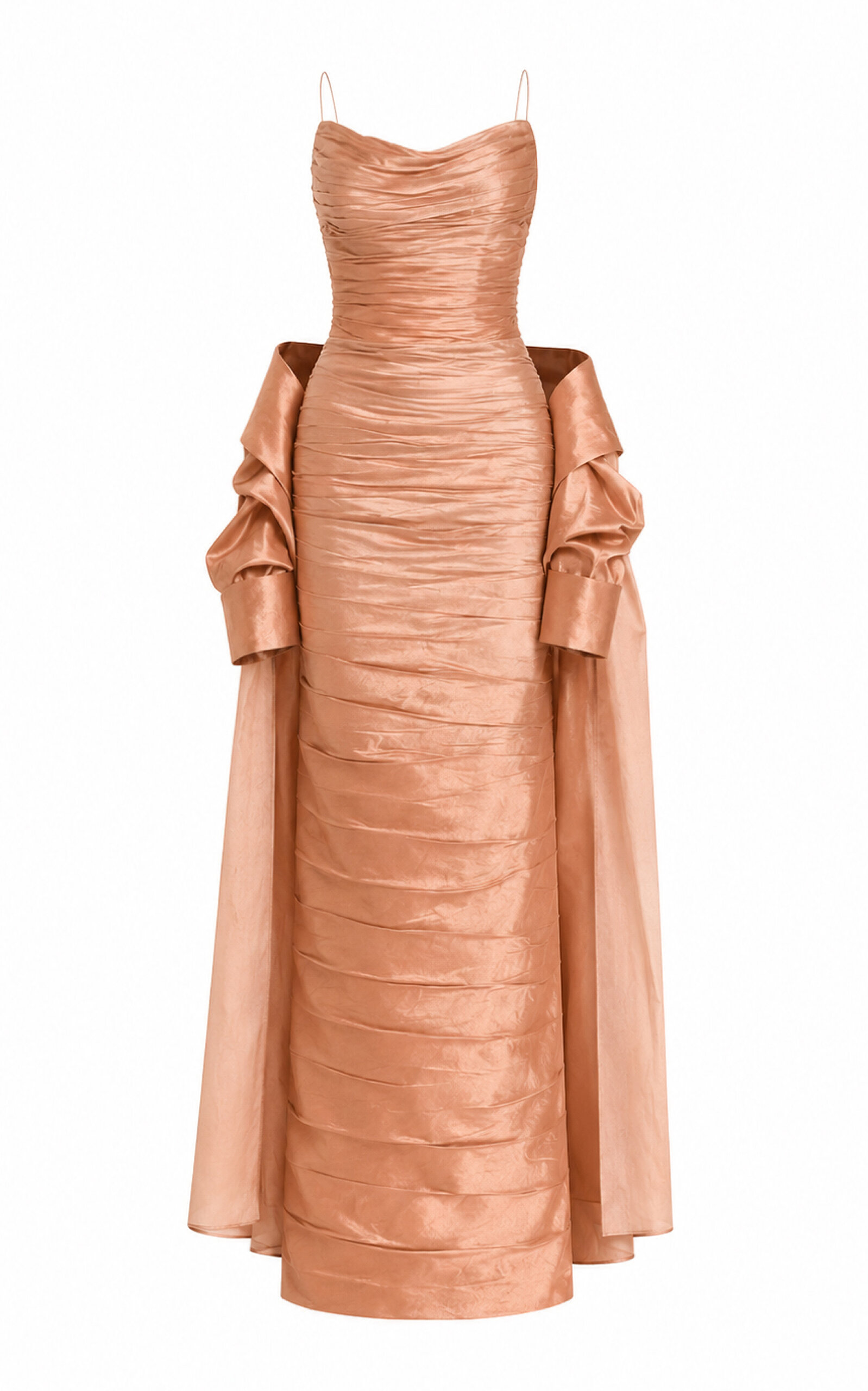 Sandra Mansour Undertow Draped Silk Maxi Dress In Orange