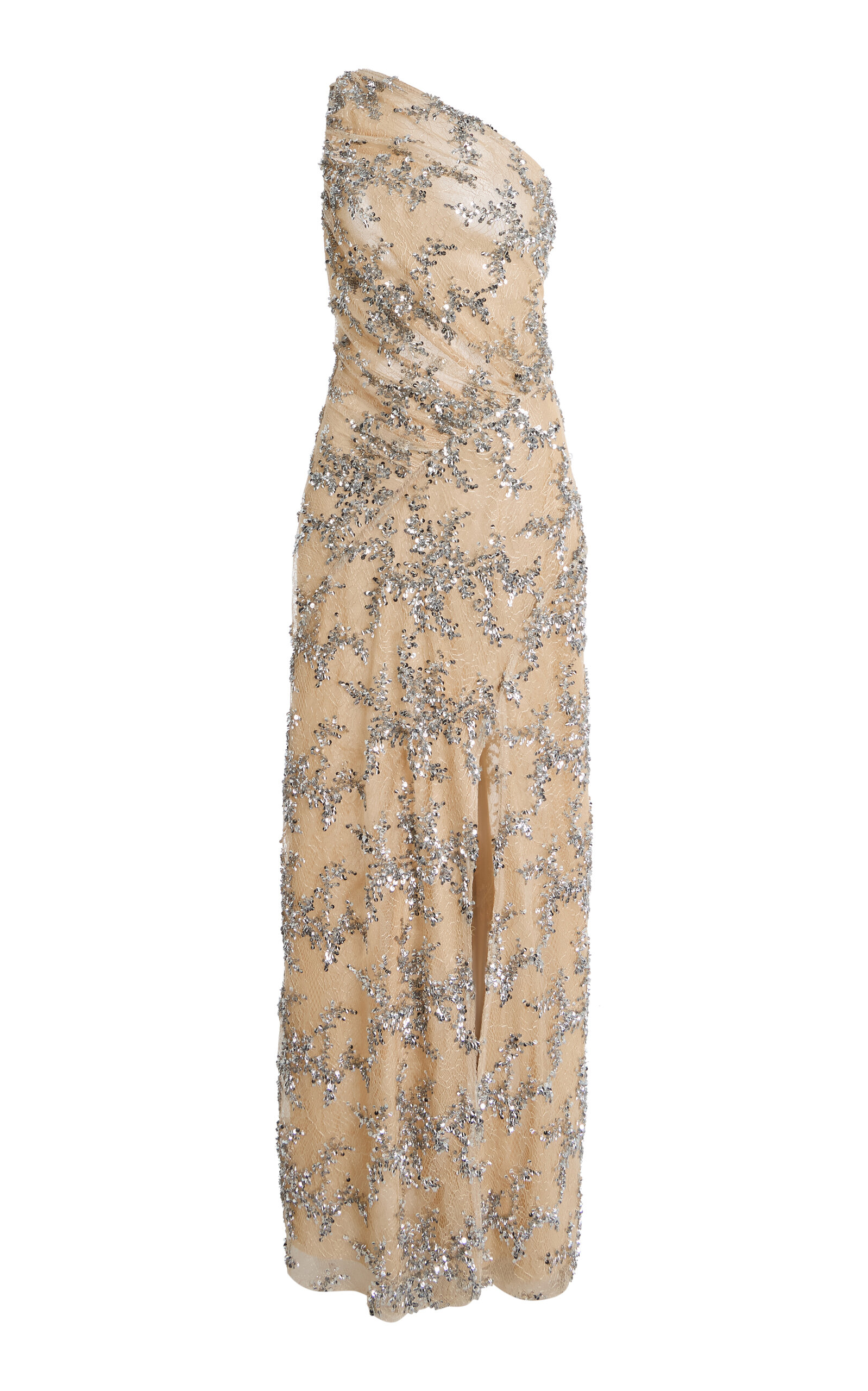 ILA THE BRAND Elin One-Shoulder Draped Sequined Maxi Dress - Moda Operandi