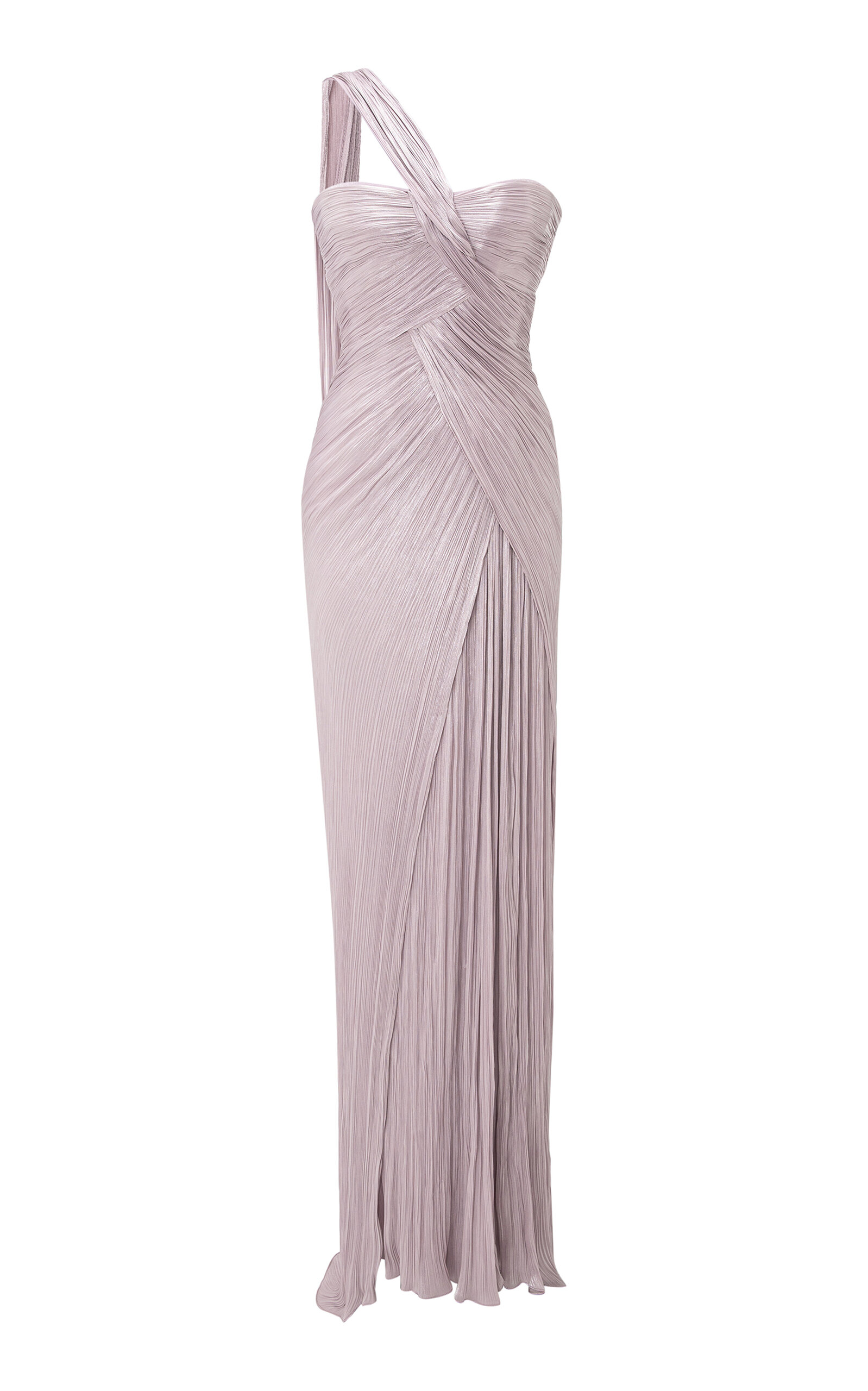 One-Shoulder Pleated Gown