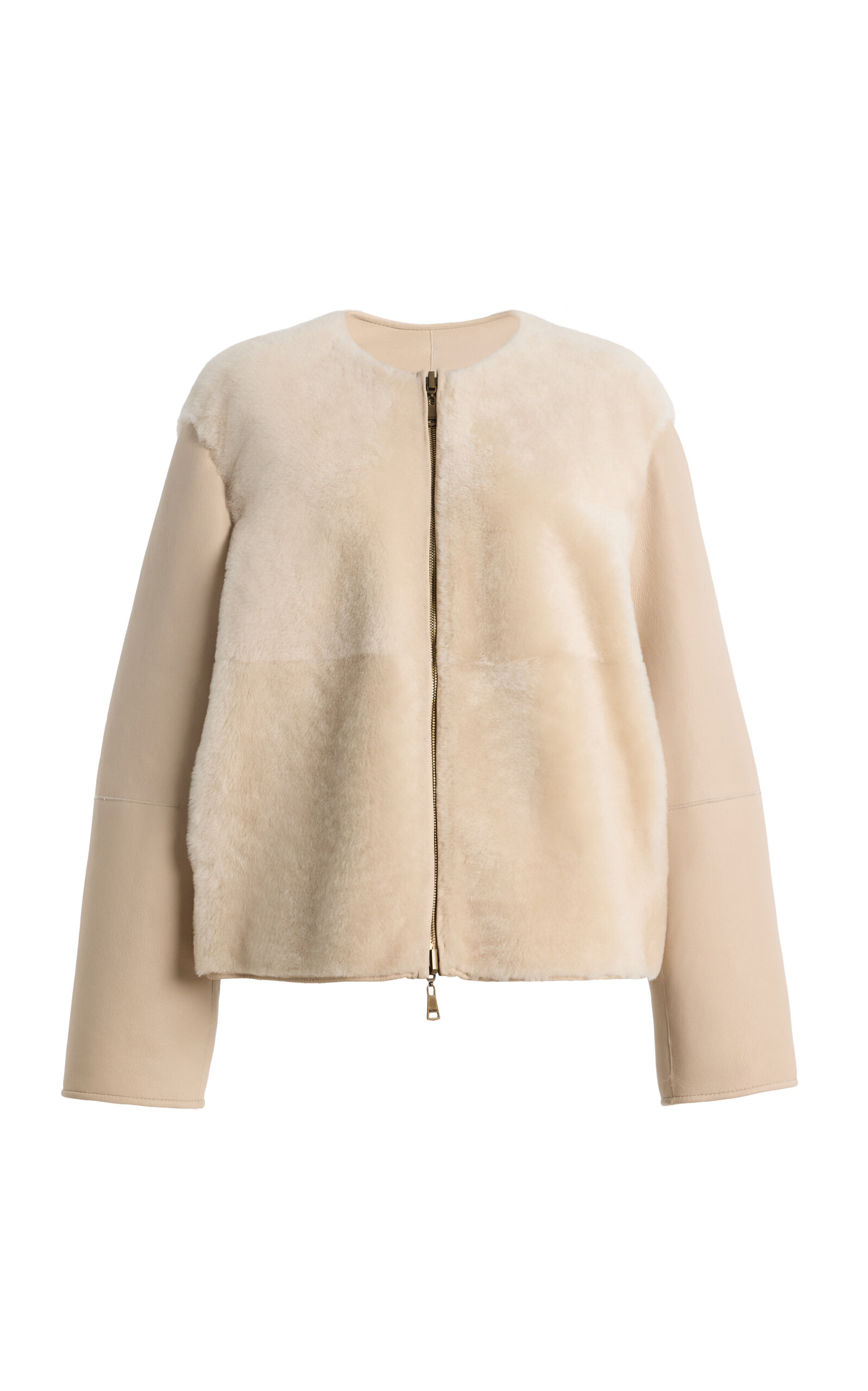 Max Mara Reversible Shearling Short Coat In White