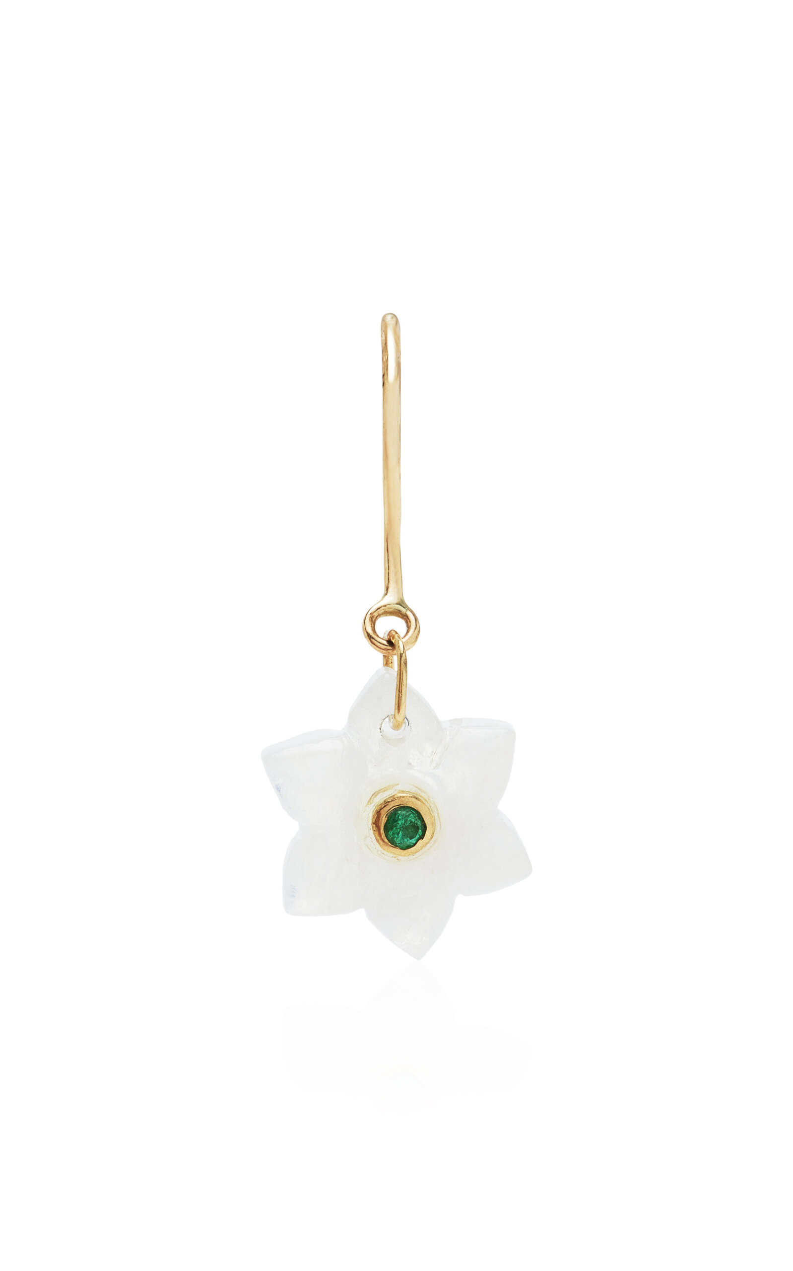 Pascale Monvoisin - Ida Gold Moonstone And Emerald Single Earring - Gold - OS - Moda Operandi - Gifts For Her