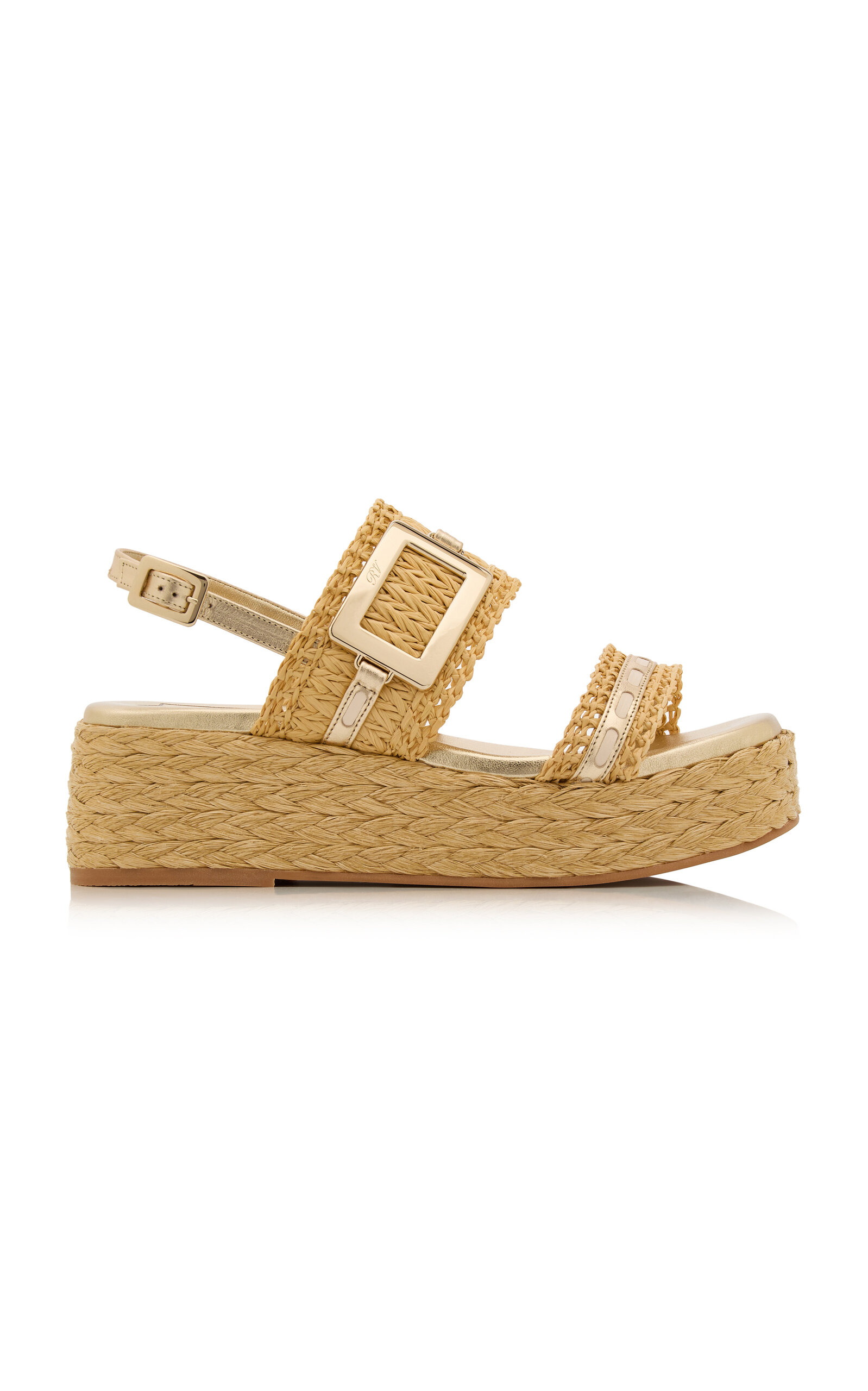 Belle Vivier Raffia Wedge Sandals