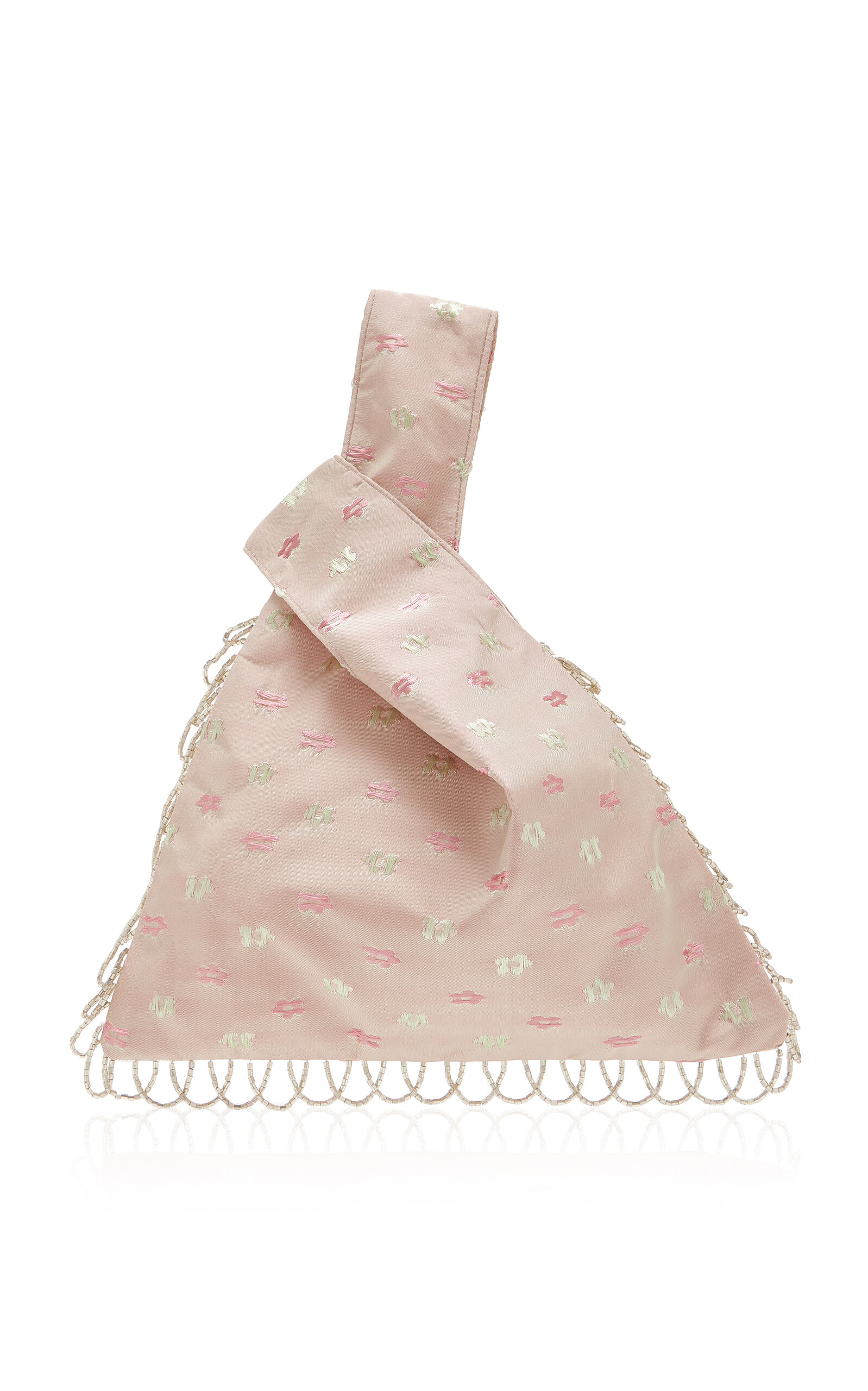 Mélisse - Embroidered Silk Knot Bag - Pink - OS - Moda Operandi