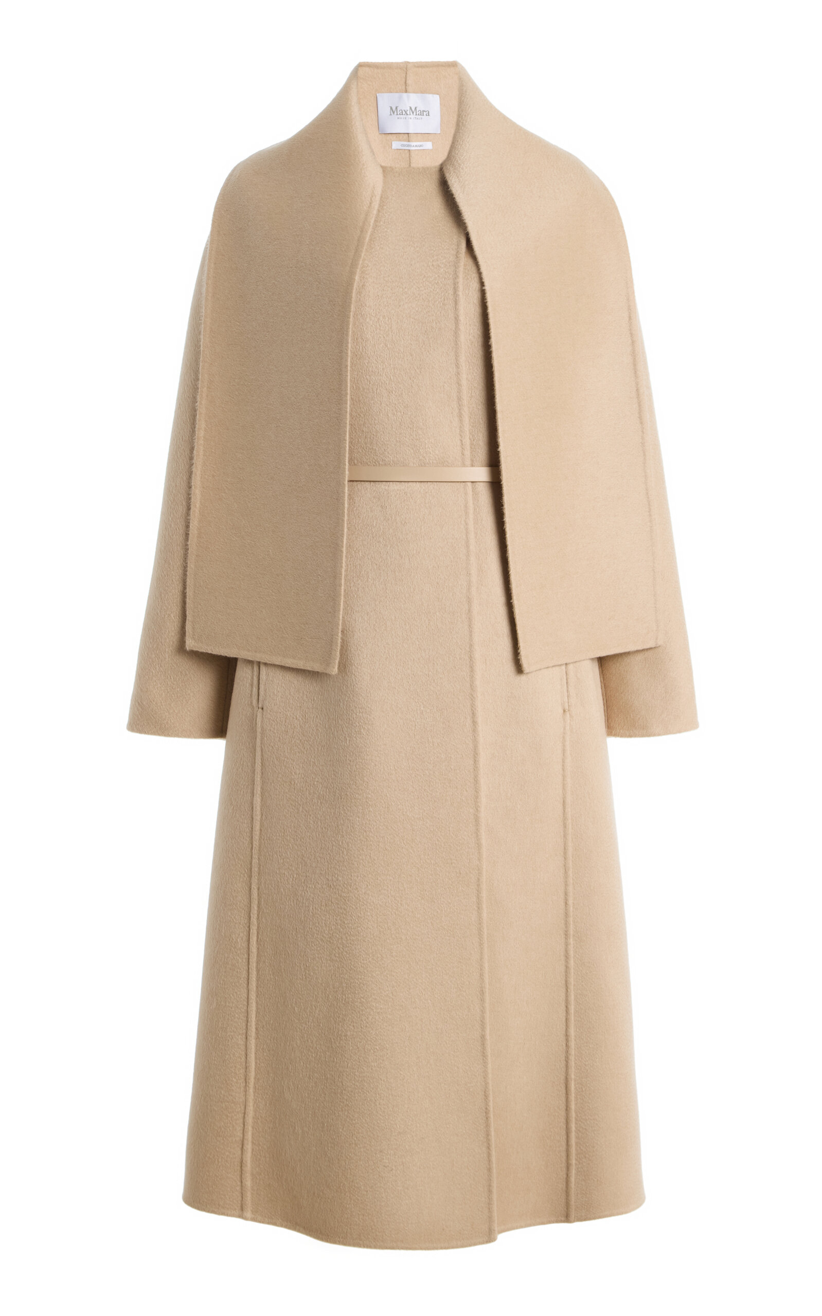 Max Mara Camel-mohair Long Coat In Neutral